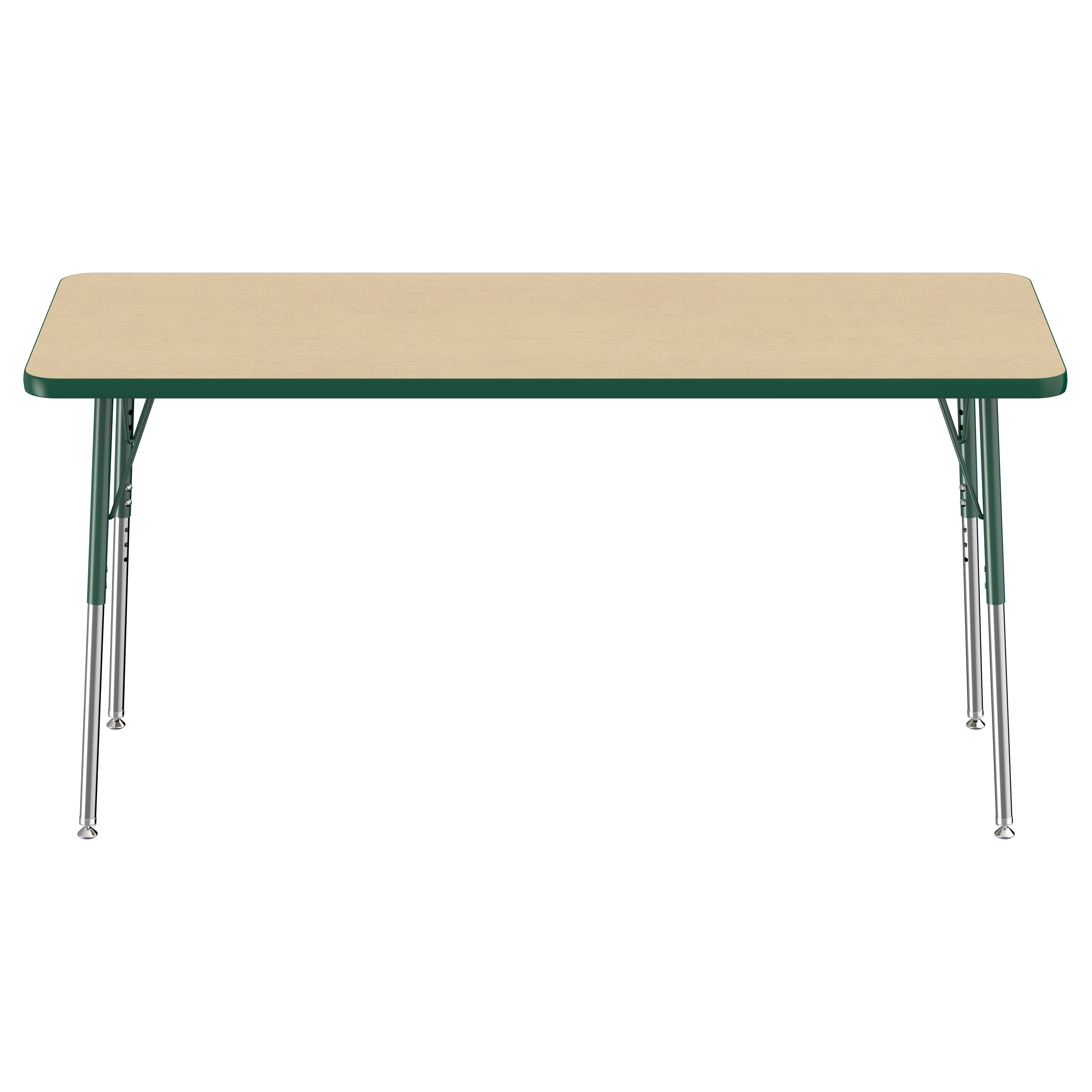 24" x 60" Rectangle T-Molding Activity Table with Adjustable Standard Swivel Glide Legs - Maple/Green