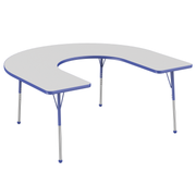 60" x 66" Horseshoe T-Molding Activity Table with Adjustable Standard Ball Glide Legs - Gray/Blue