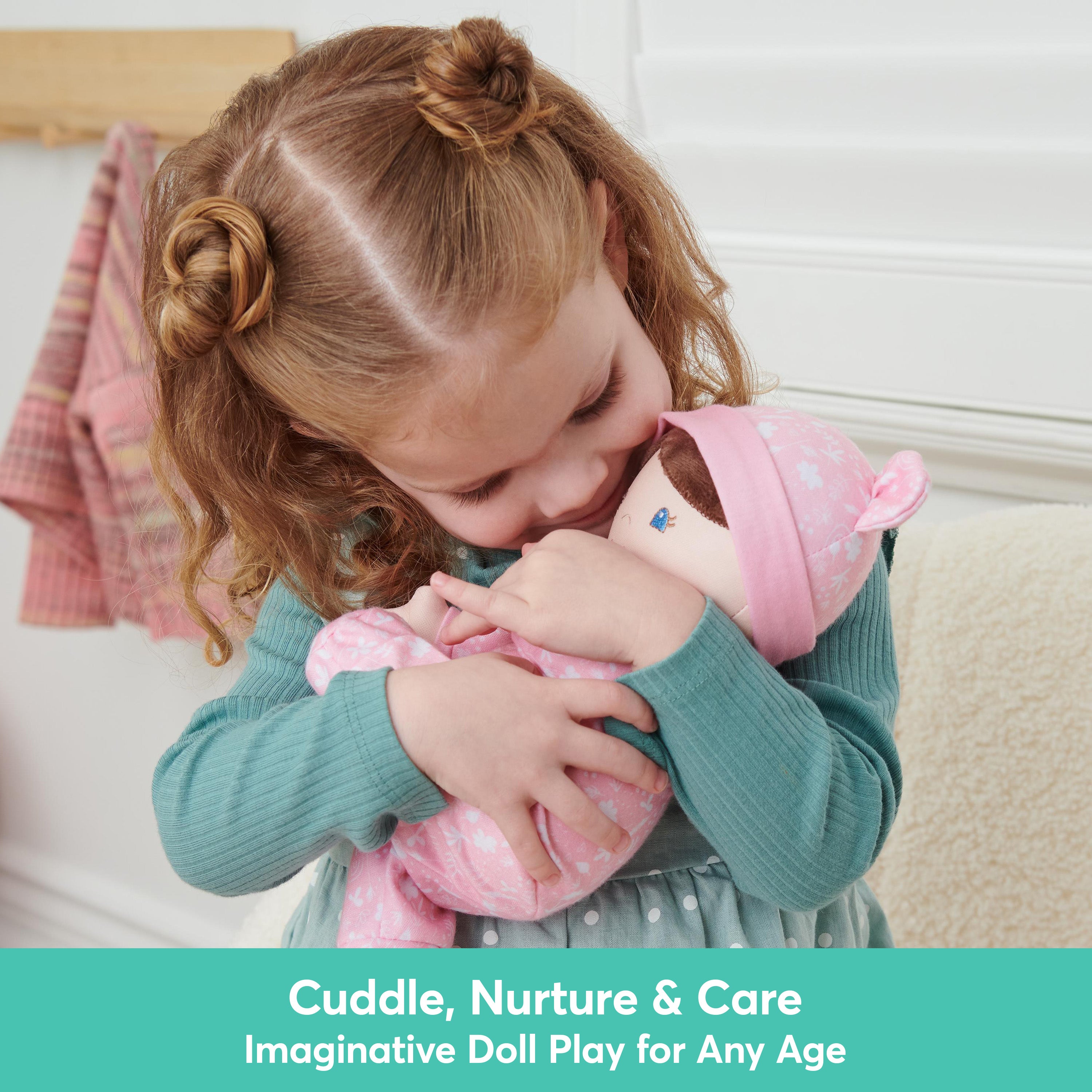 Baby GUND Sustainable Baby Doll, Plush Doll Made from Recycled Materials, For Newborns and Toddlers, Pink, 12”