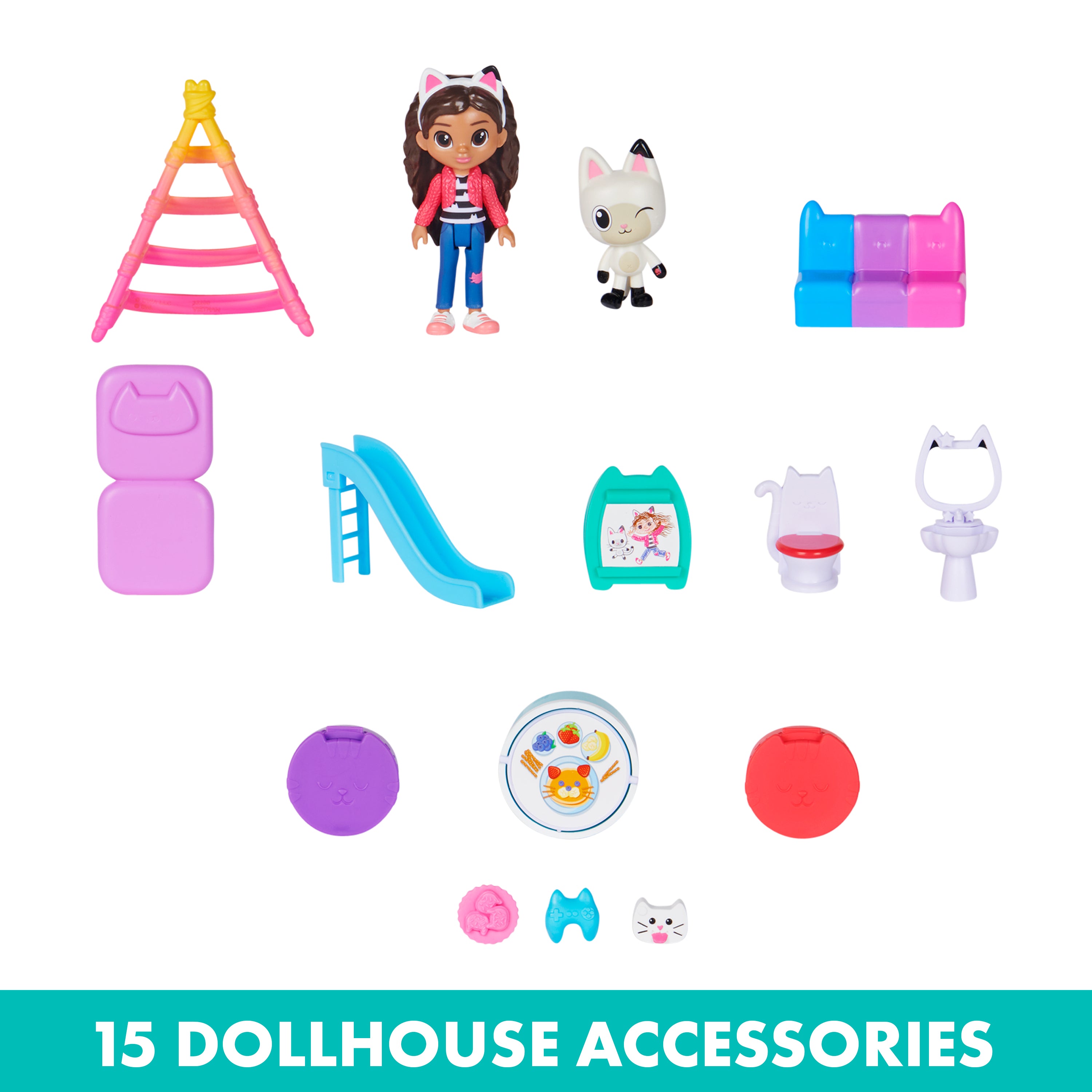 Gabby’s Dollhouse, Purrfect Dollhouse with 2 Toy Figures, 8 Furniture Pieces, 3 Accessories, 2 Deliveries and Sounds, Kids Toys for Ages 3 and up