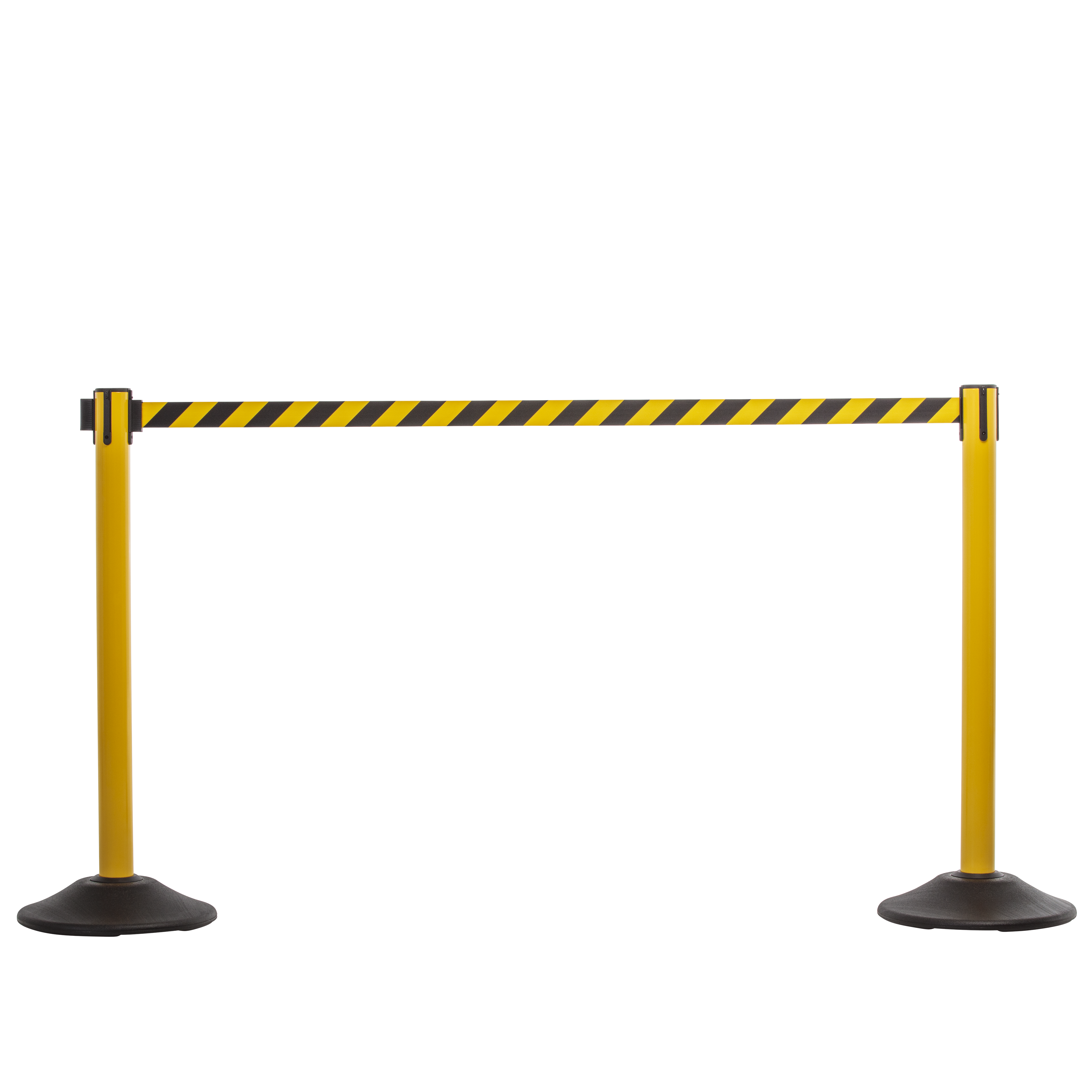 Yellow post and 7.5' Yellow/Black Chevron Belt ‐ 2 pack