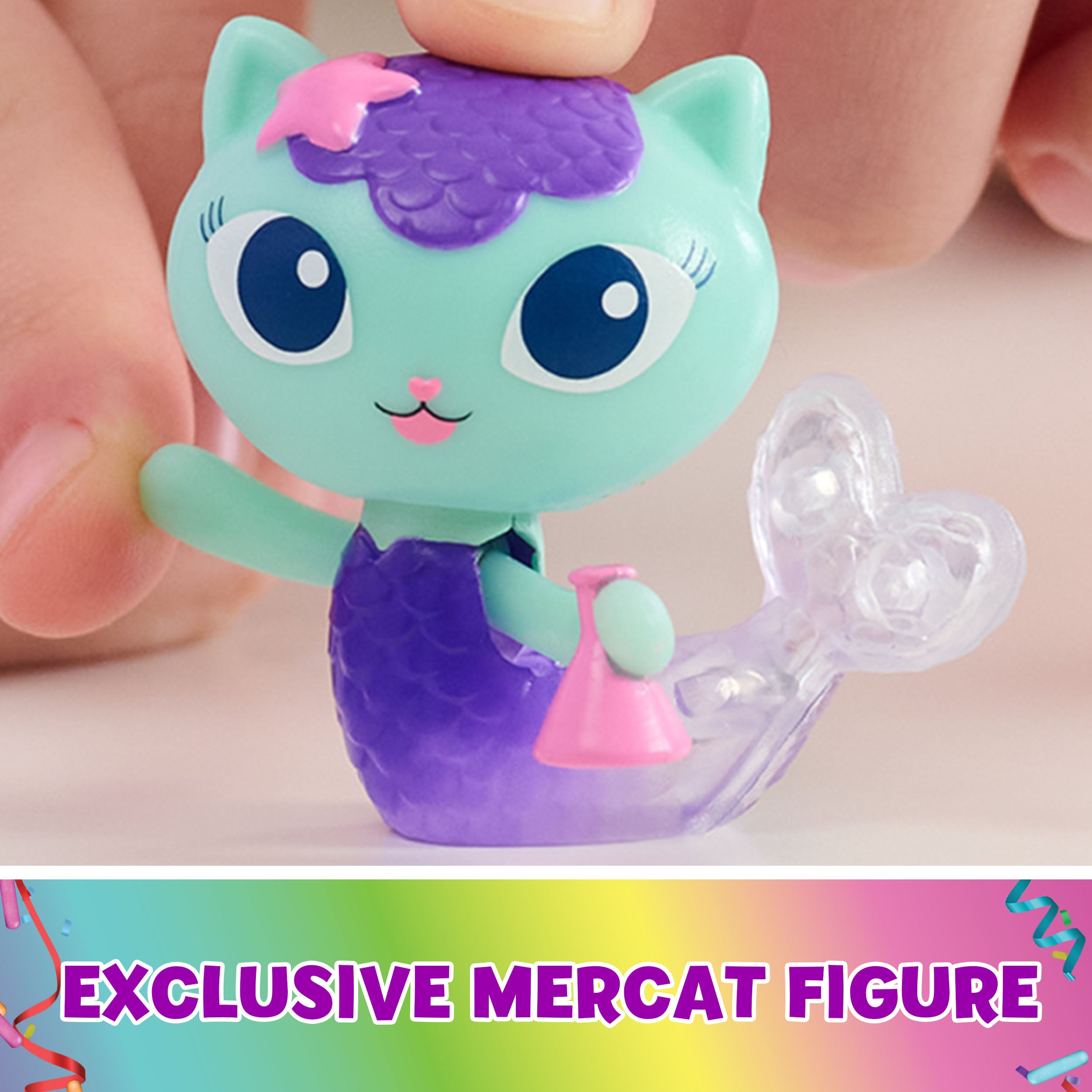 Gabby’s Dollhouse, Celebration Series MerCat Bobble Figure with Dollhouse Furniture and Accessories, Kids Toys for Girls & Boys Ages 3 and Up