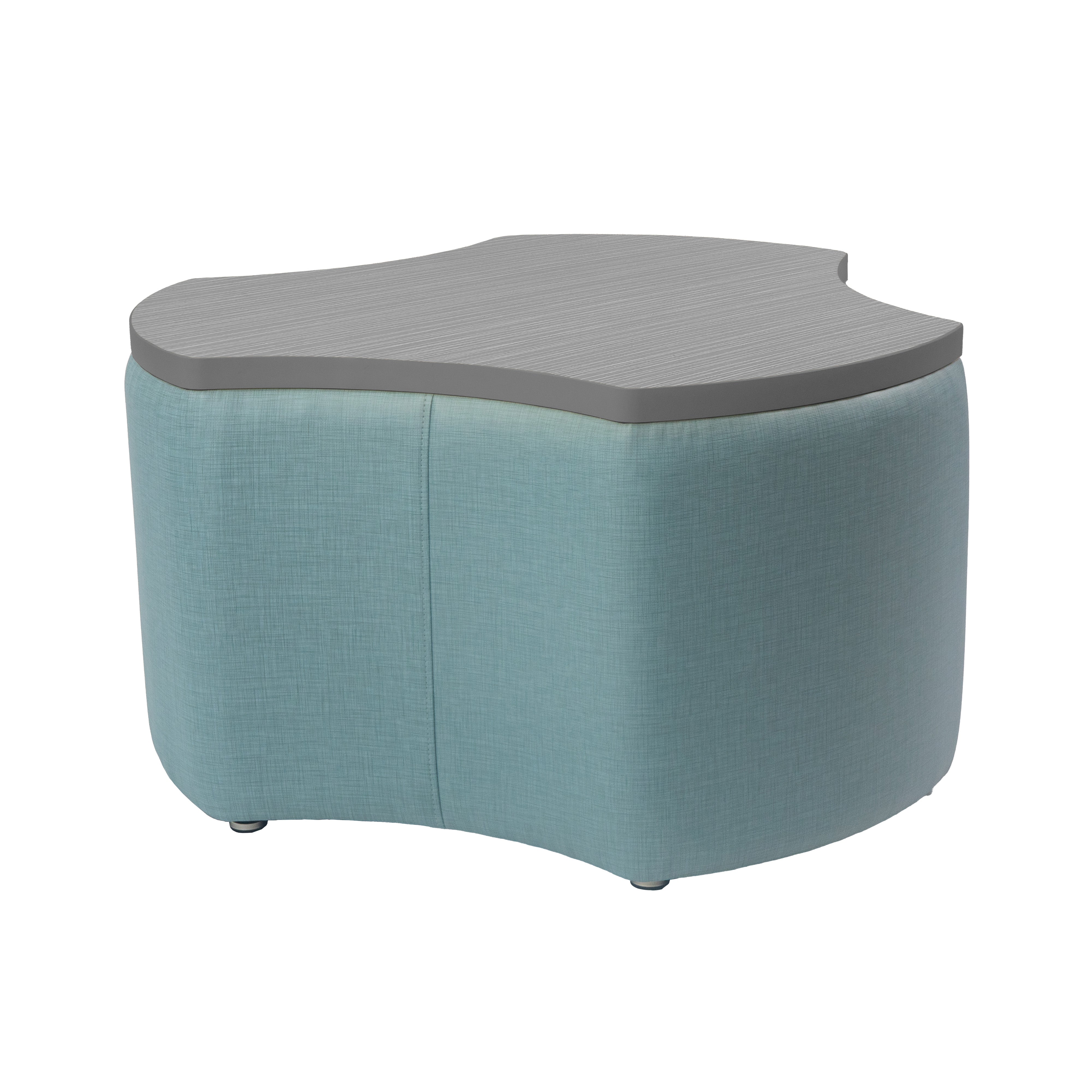 Pro Series Upholstered Cog Ottoman Table 18" Height - Sky Blue Crosshatch/Cosmic Strandz