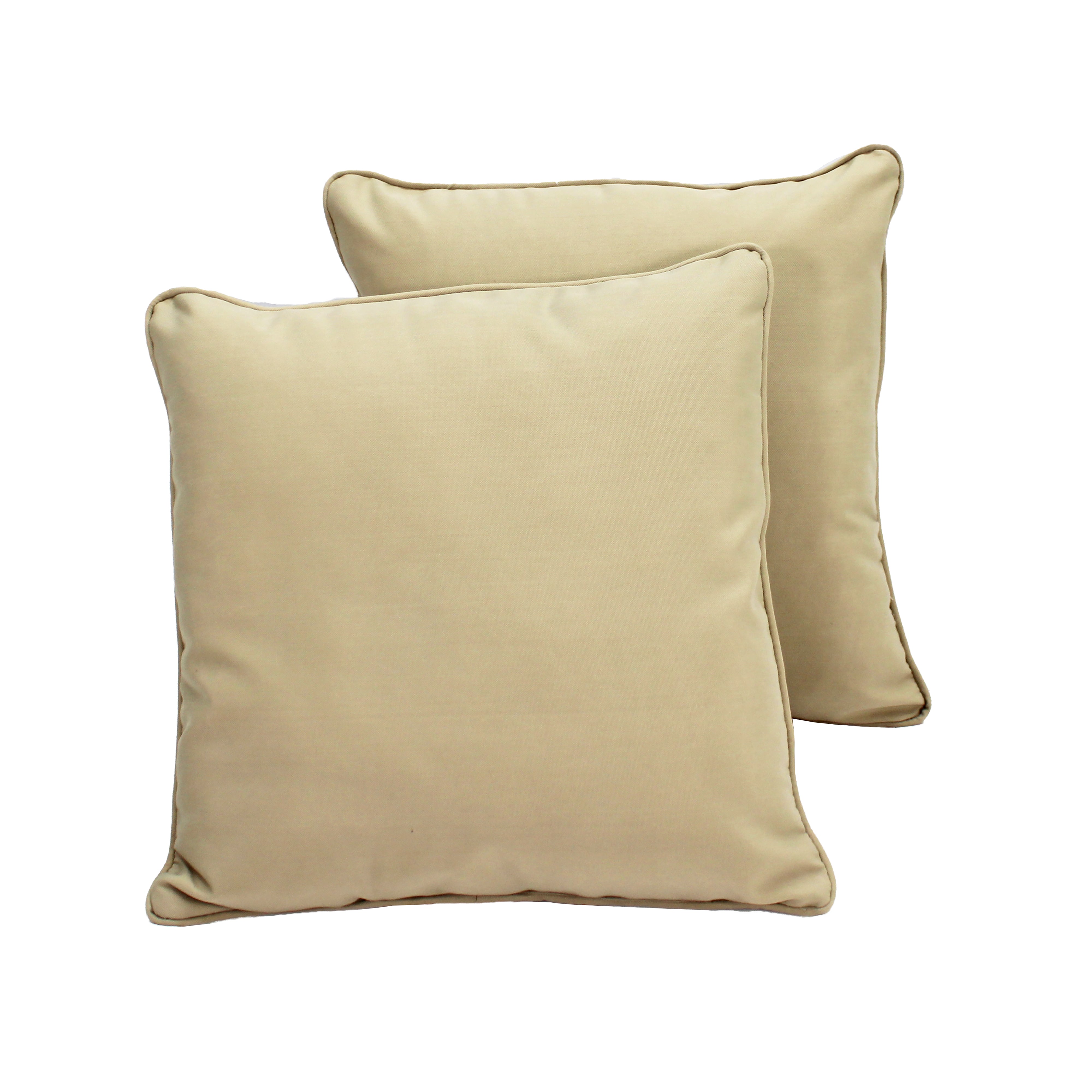 Presidio 15" x 15" Square Indoor/Outdoor Pillow with Piping, 2-Piece - Beige Sand