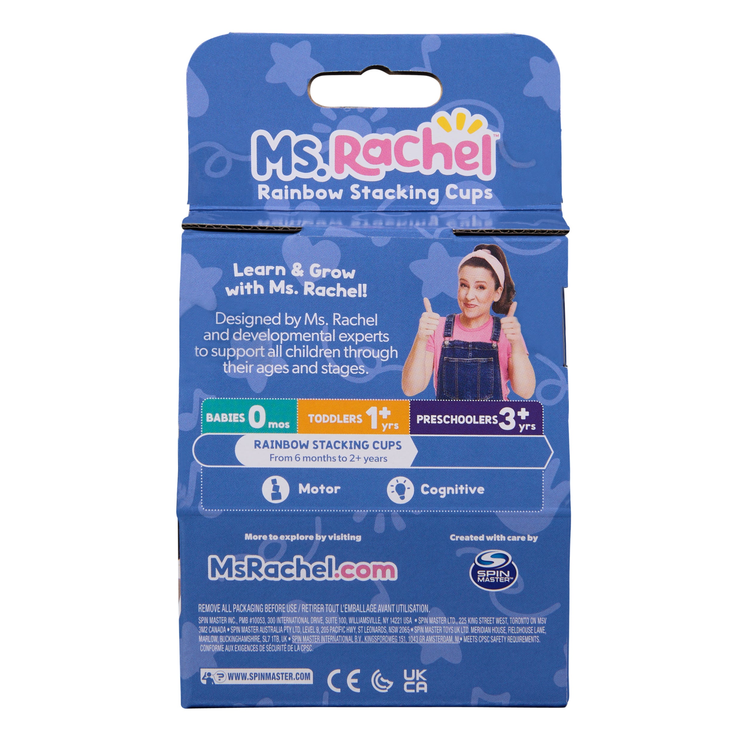 Ms. Rachel Official Rainbow Stacking Cups 7-Pack, Educational Toys & Toddler Toys for Girls & Boys Ages 6 Months to 2+ Years