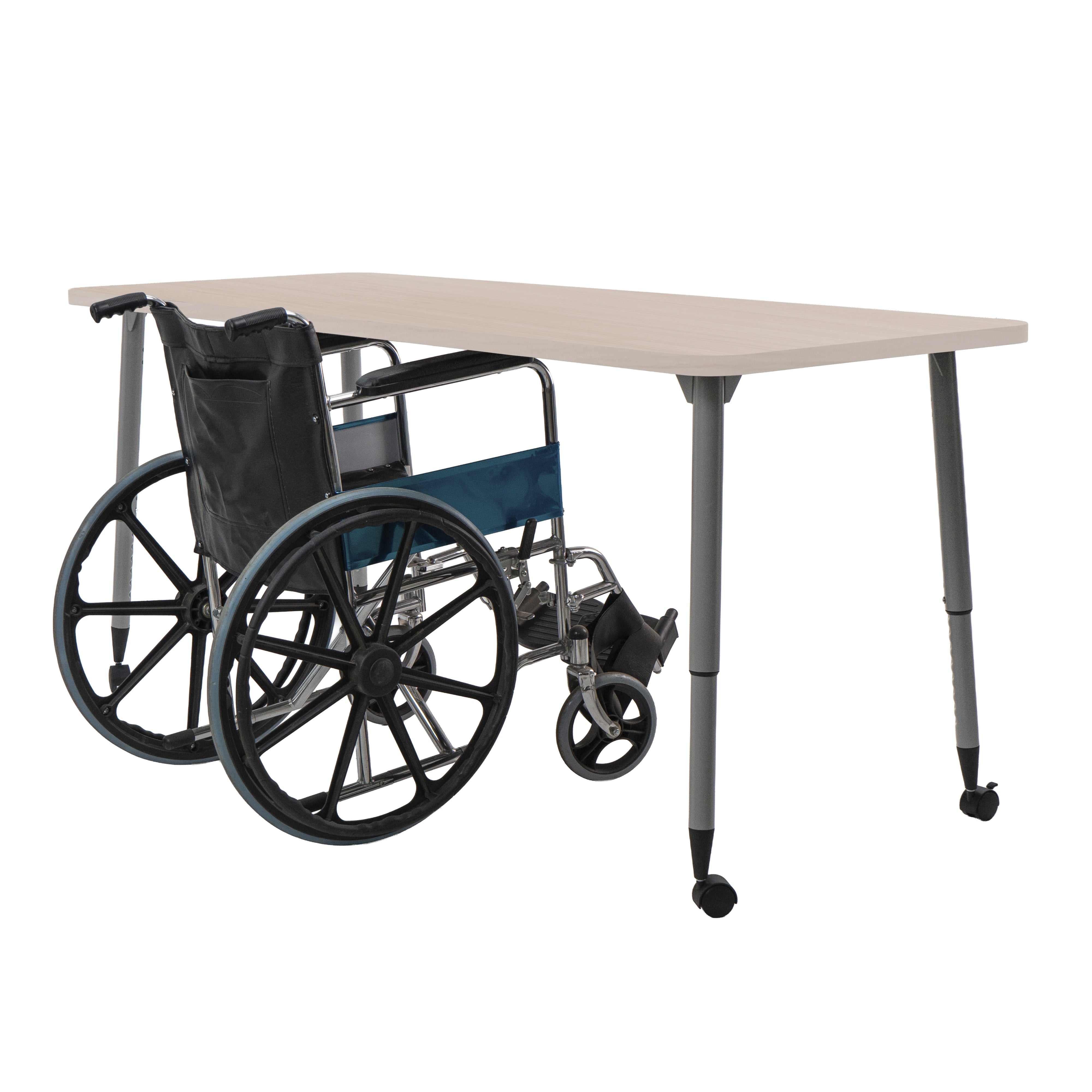 Adapte 30" x 72" Rectangle Woodgrain Activity Table with Adjustable Tapered Legs - Asian Sand/Silver