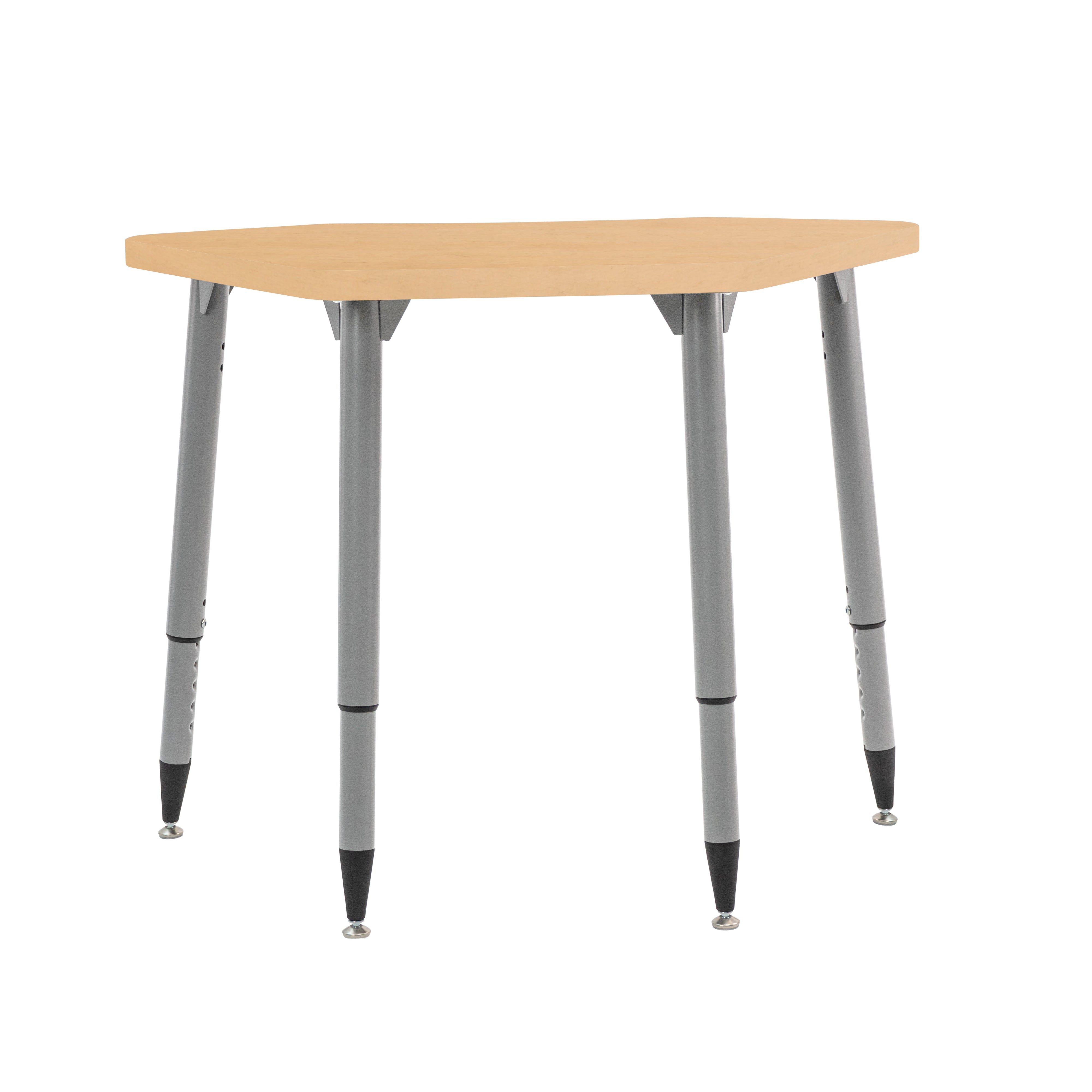 Adapte 24" x 36" Petal Woodgrain Activity Table with Adjustable Tapered Legs - Maple Grain/Silver