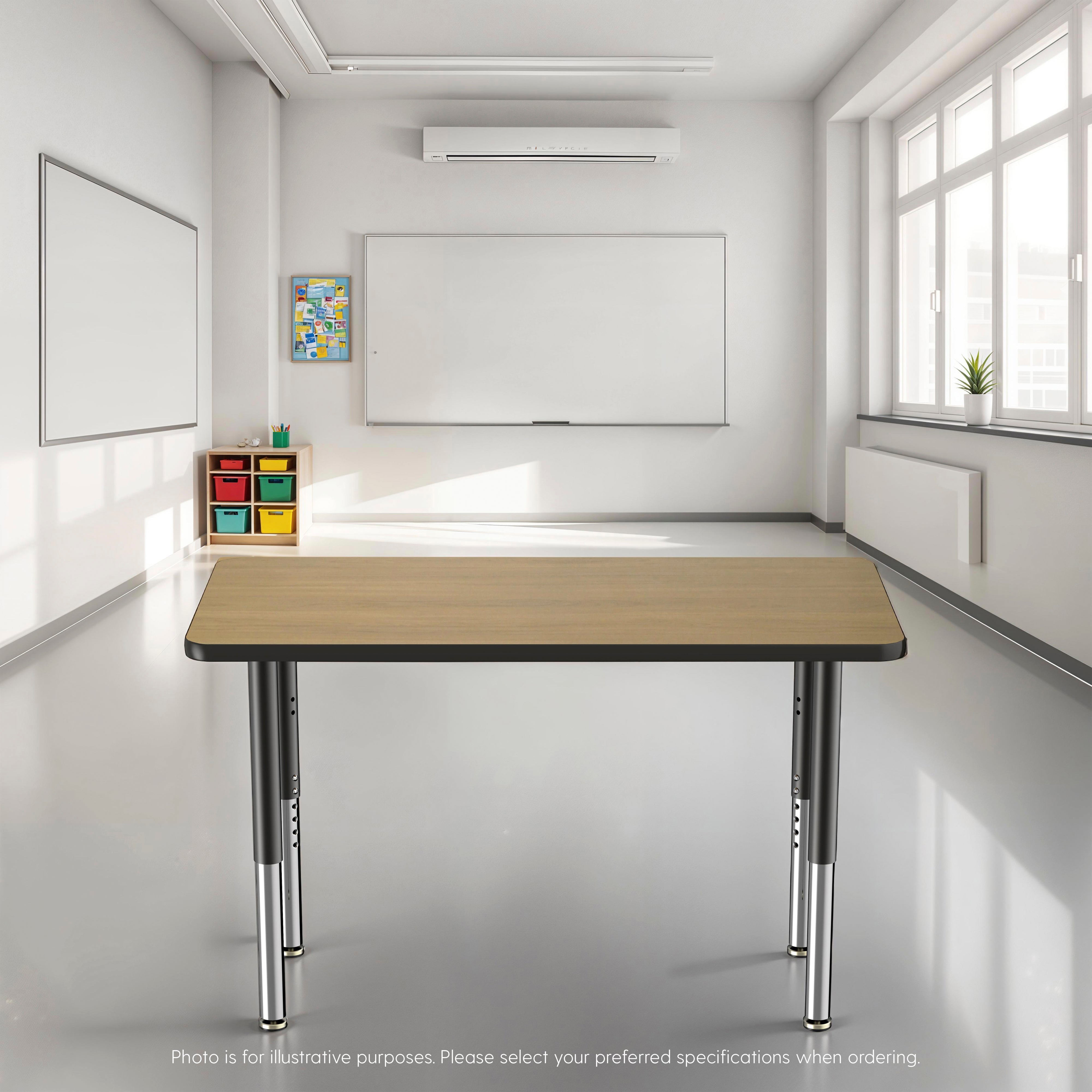 24" x 48" Rectangle T-Molding Activity Table with Adjustable Super Legs - Pasadena Oak/Black