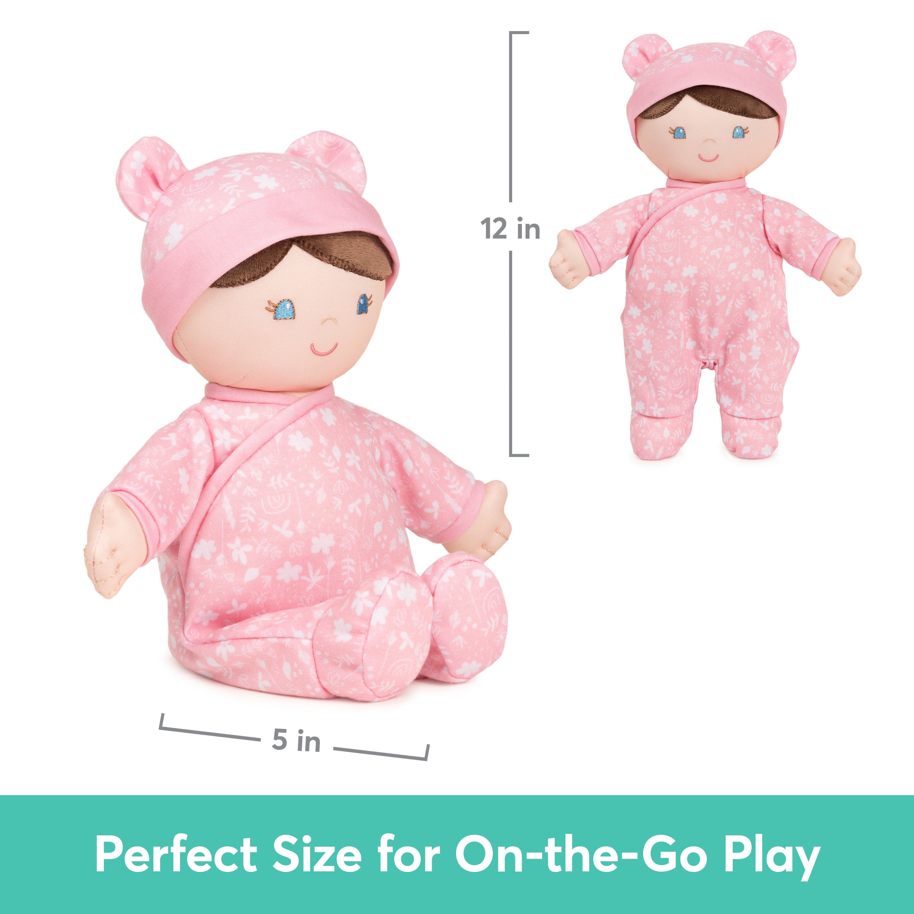 Baby GUND Sustainable Baby Doll, Plush Doll Made from Recycled Materials, For Newborns and Toddlers, Pink, 12”