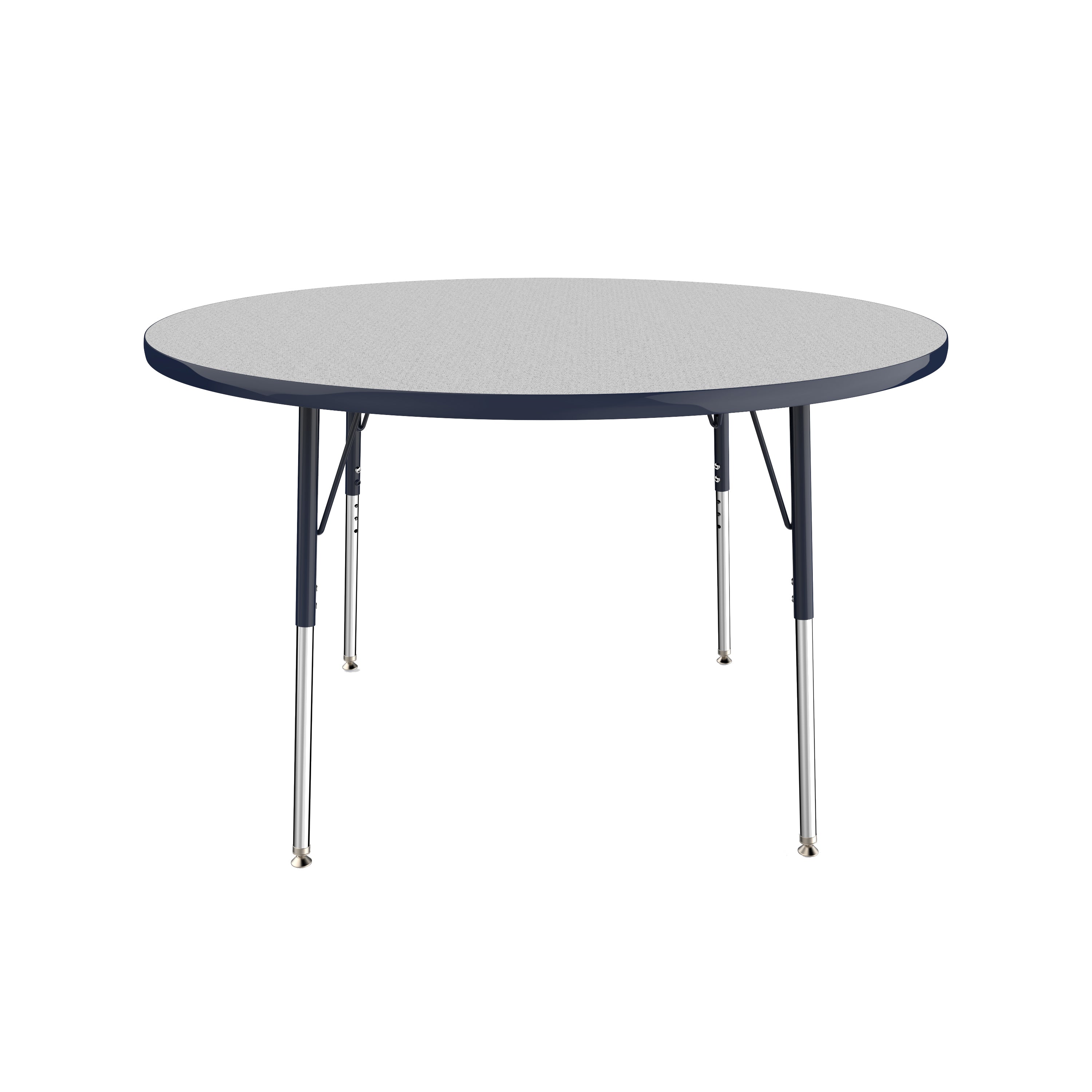 48" Round T-Molding Activity Table with Adjustable Standard Swivel Glide Legs - Gray/Navy
