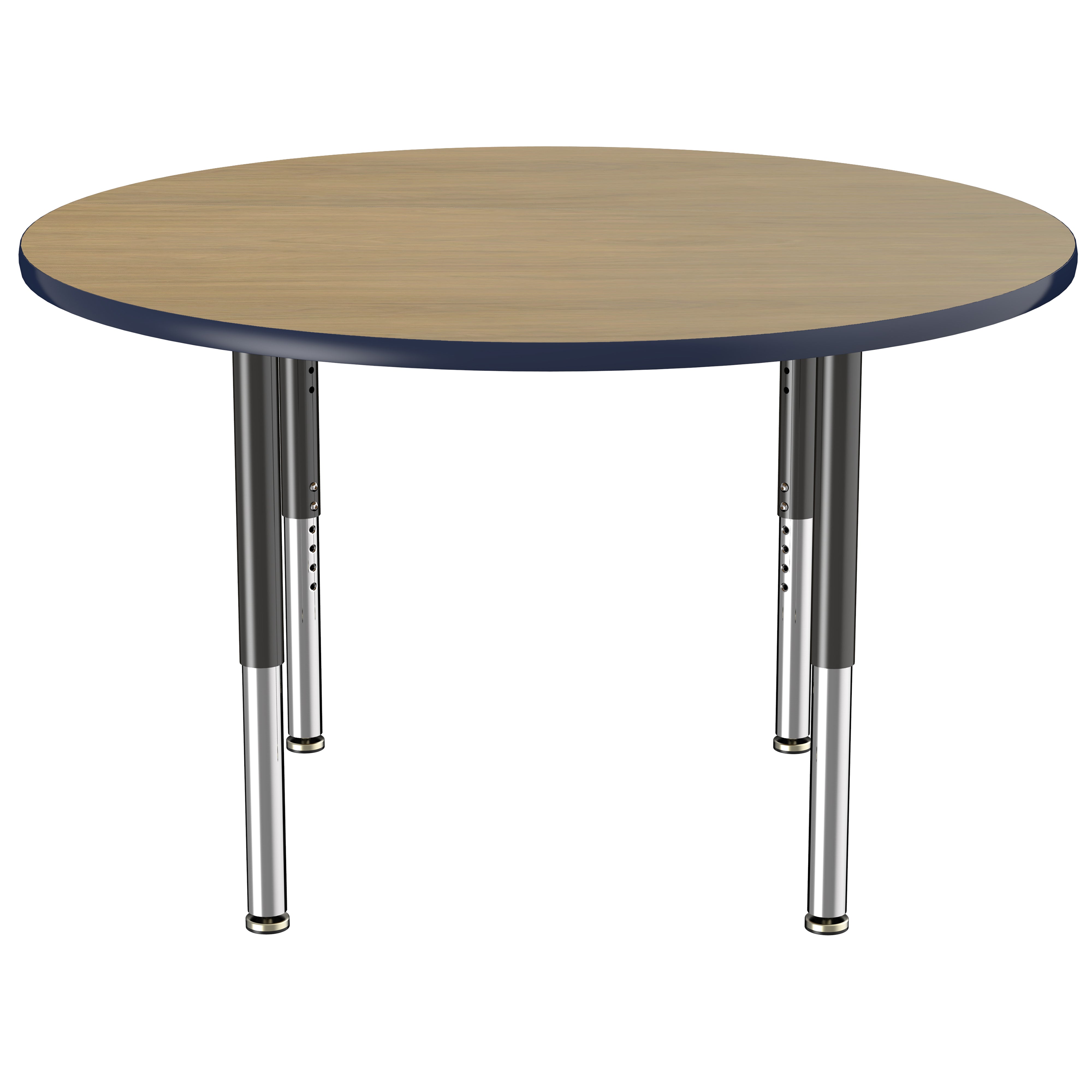 48" Round T-Molding Activity Table with Adjustable Super Legs - Pasadena Oak/Navy/Black
