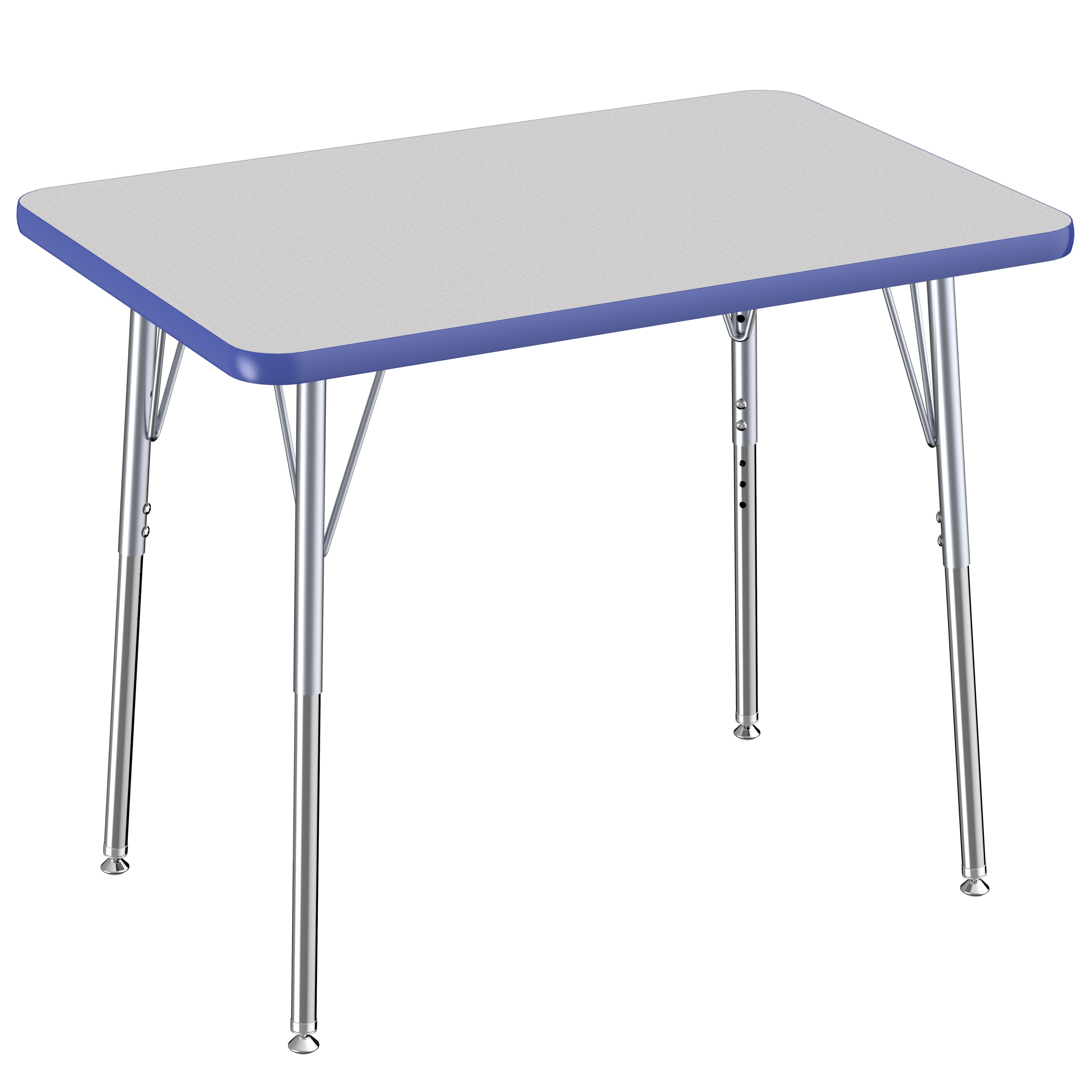 24" x 36" Rectangle T-Molding Activity Table with Adjustable Standard Swivel Glide Legs - Gray/Blue/Silver