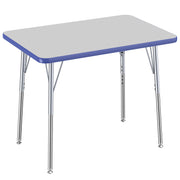 24" x 36" Rectangle T-Molding Activity Table with Adjustable Standard Swivel Glide Legs - Gray/Blue/Silver