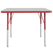 24" x 36" Rectangle T-Molding Activity Table with Adjustable Standard Swivel Glide Legs - Gray/Red