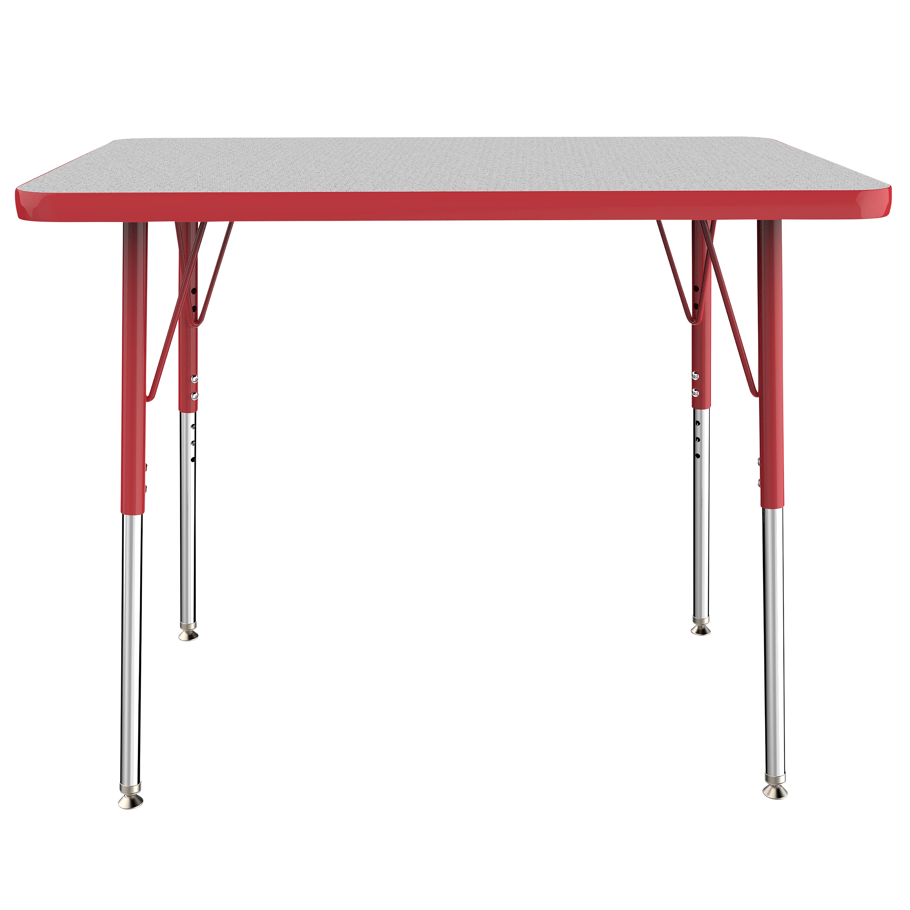 24" x 36" Rectangle T-Molding Activity Table with Adjustable Standard Swivel Glide Legs - Gray/Red