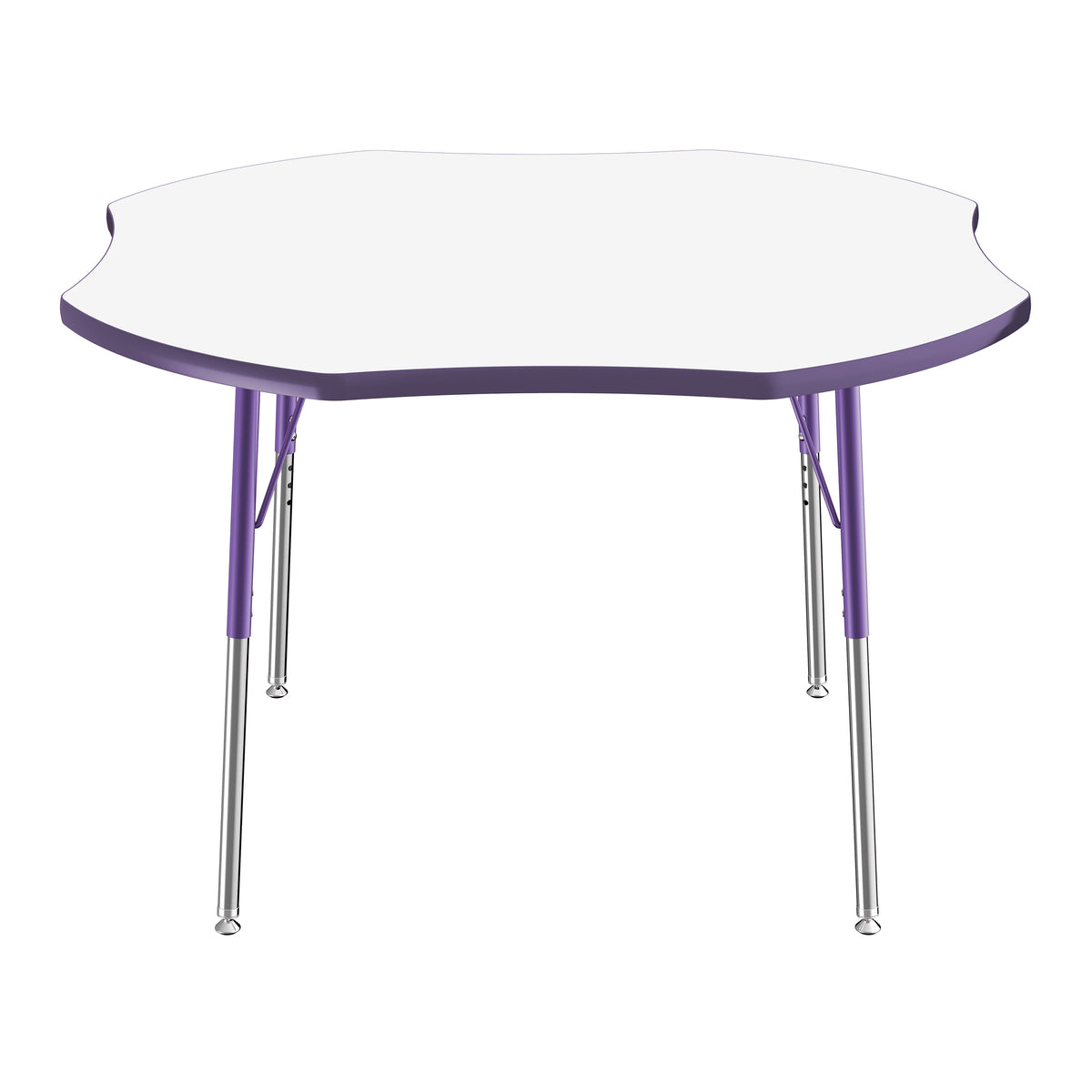 48" x 48" Clover Dry-Erase Activity Table with Adjustable Standard Swivel Glide Legs - Whiteboard/Eggplant/Purple