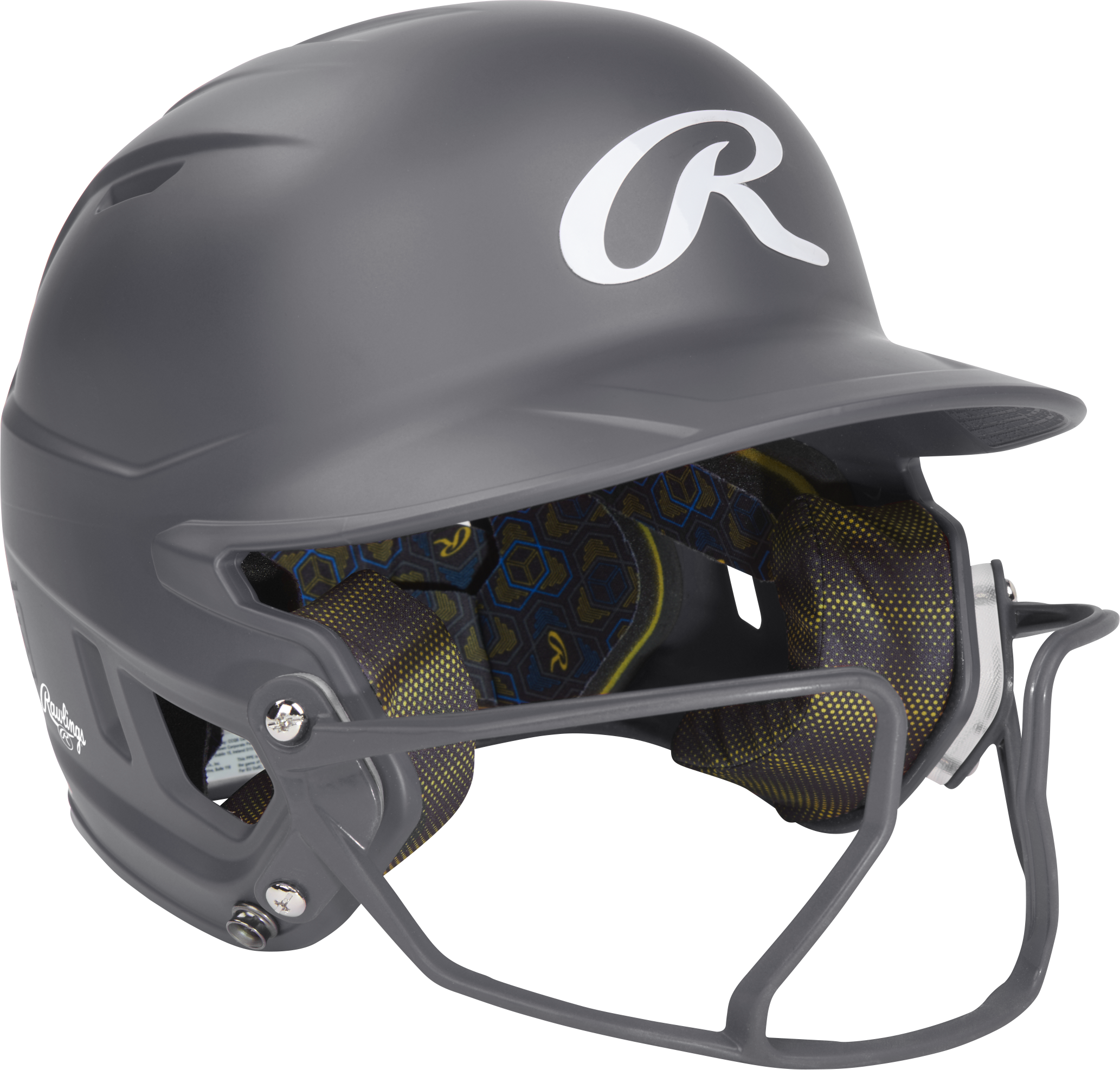 Rawlings Mach Hi-Viz Senior Matte Batting Helmet With Hi-Viz Face Guard - Graphite