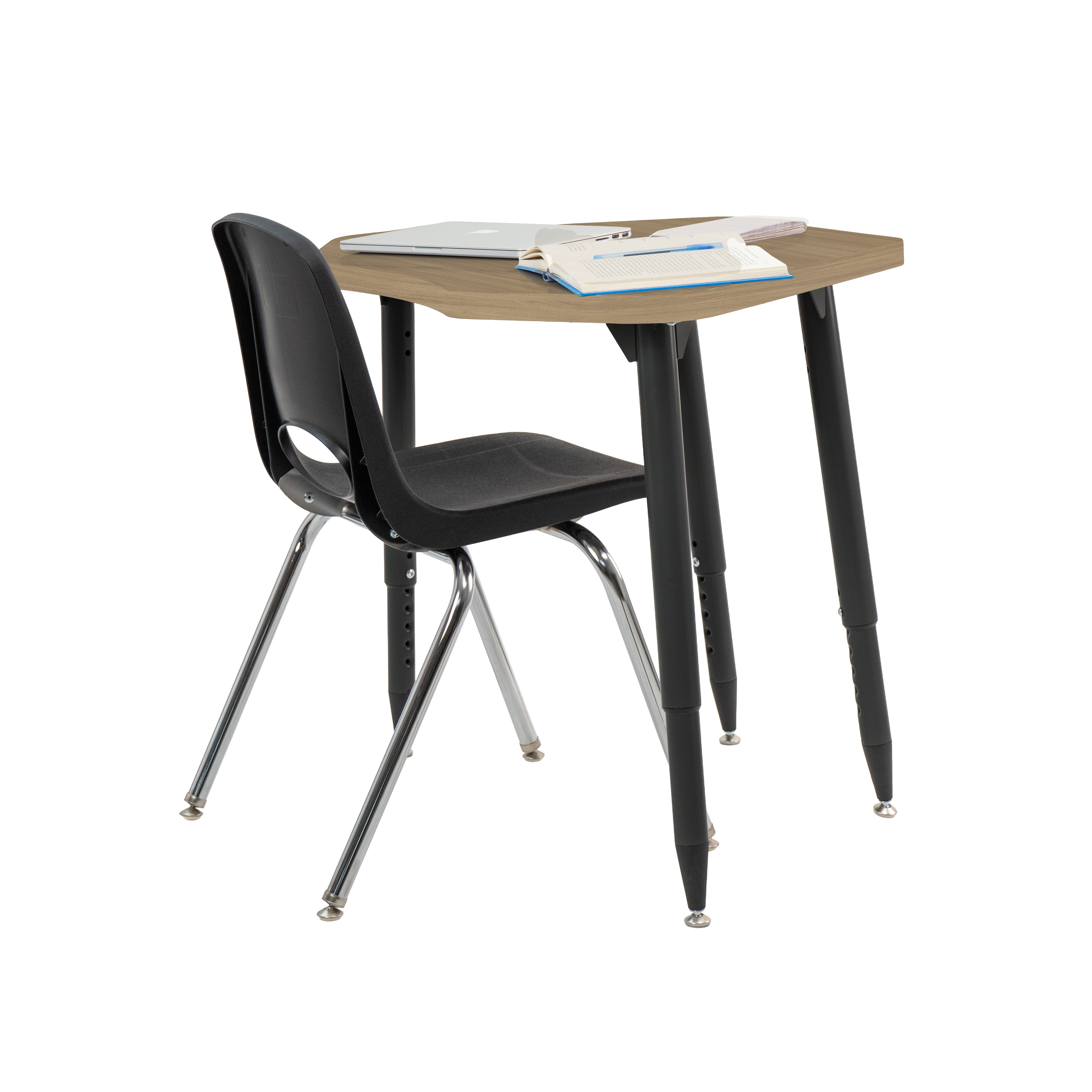 Adapte 24" x 36" Petal Woodgrain Activity Table with Adjustable Tapered Legs - Pasadena Oak/Silver