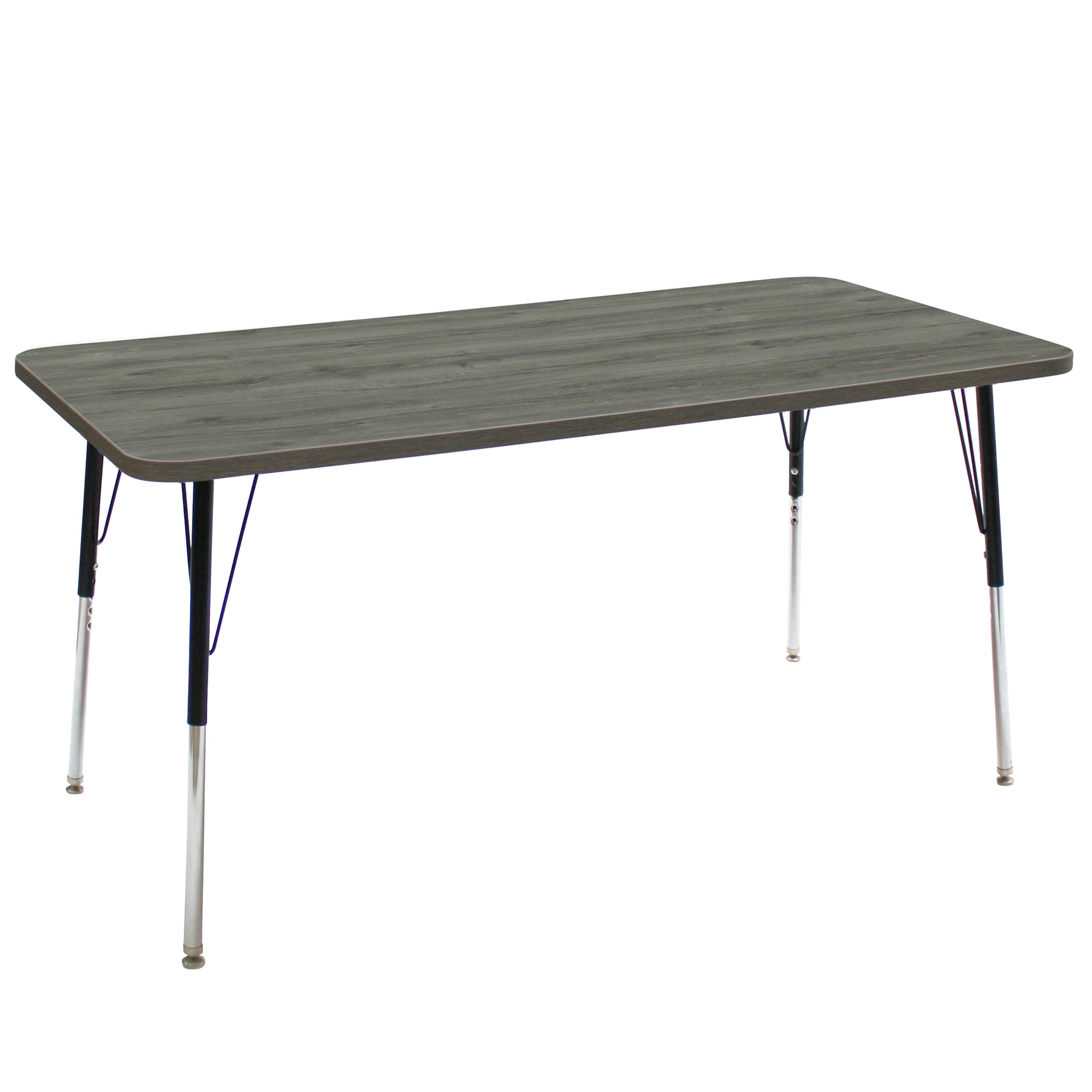 30" x 60" Rectangle La Madera Activity Table with Standard Legs - Gray Wood/Black