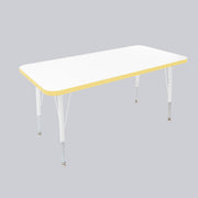 24" x 48" Rectangle Thermofused Activity Table with Adjustable Standard Swivel Glide Legs - White/Squash/White