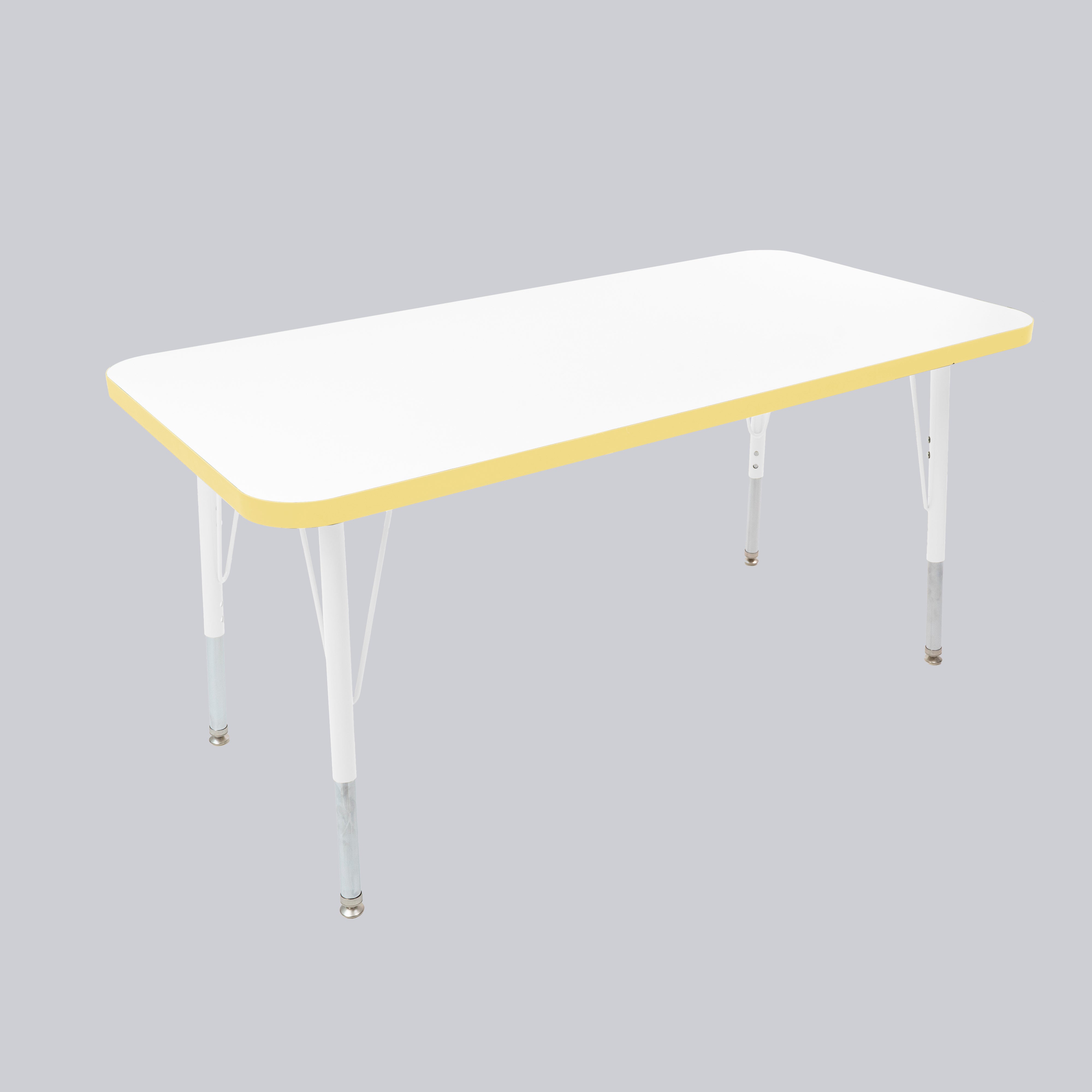 24" x 48" Rectangle Thermofused Activity Table with Adjustable Standard Swivel Glide Legs - White/Squash/White