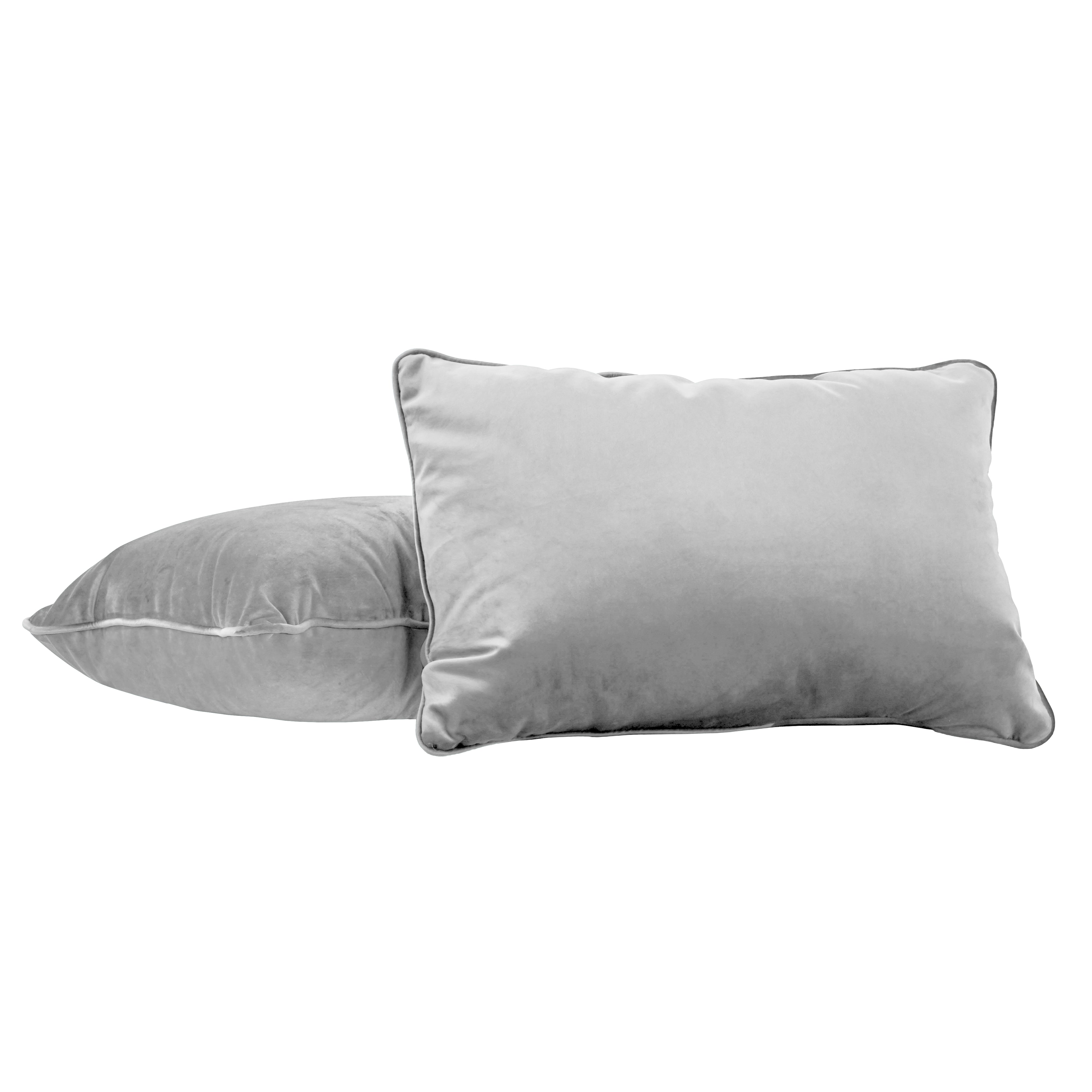 16" x 24" Rectangle Lumbar Microfiber Pillow with Piping, 2-Piece - Sterling