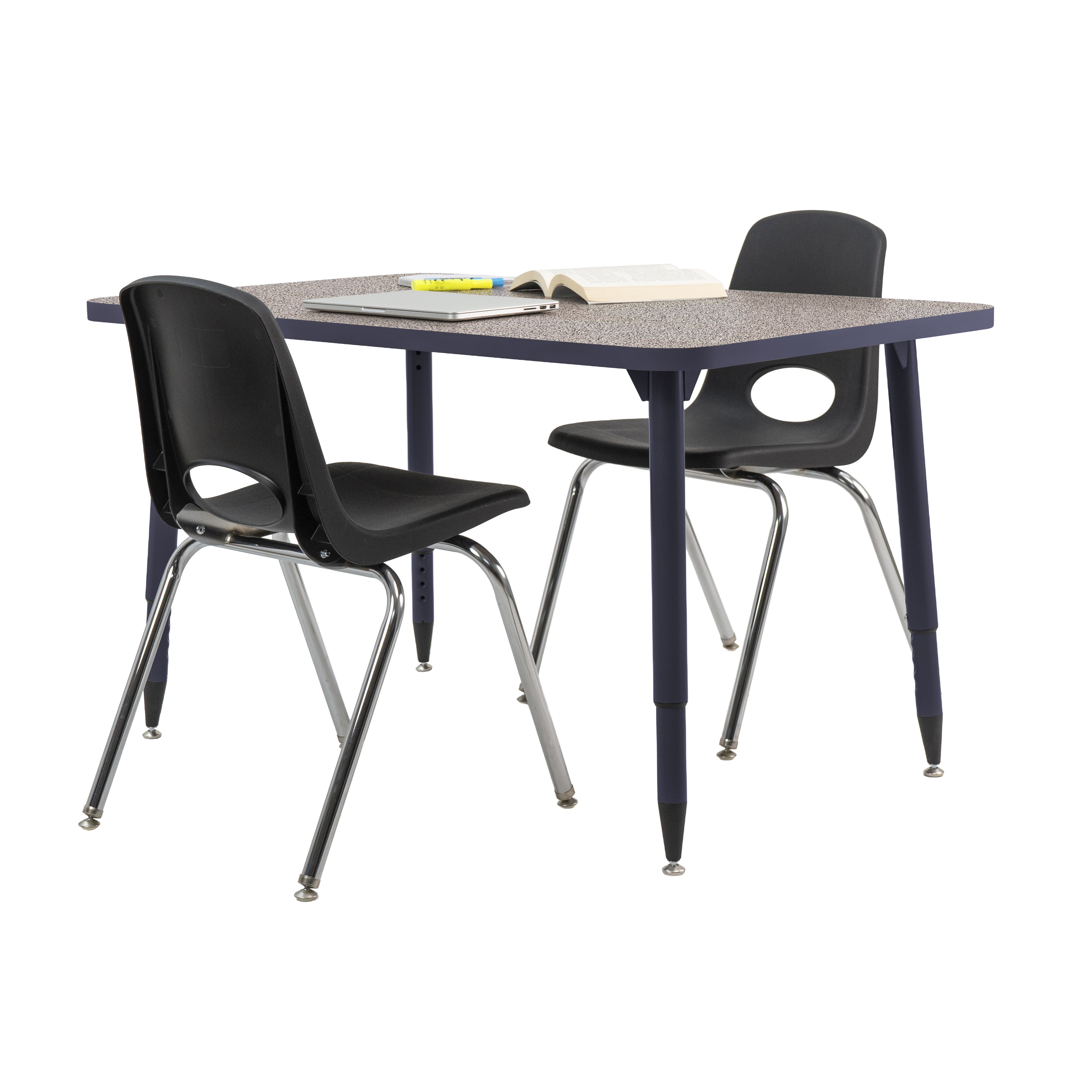 Adapte 30" x 48" Rectangle Thermofused Activity Table with Adjustable Tapered Legs - Gray/Navy