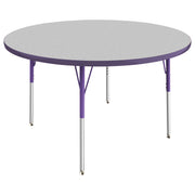 48" Round T-Molding Activity Table with Adjustable Standard Swivel Glide Legs - Gray/Purple