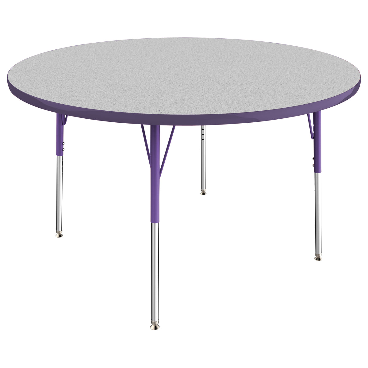 48" Round T-Molding Activity Table with Adjustable Standard Swivel Glide Legs - Gray/Purple