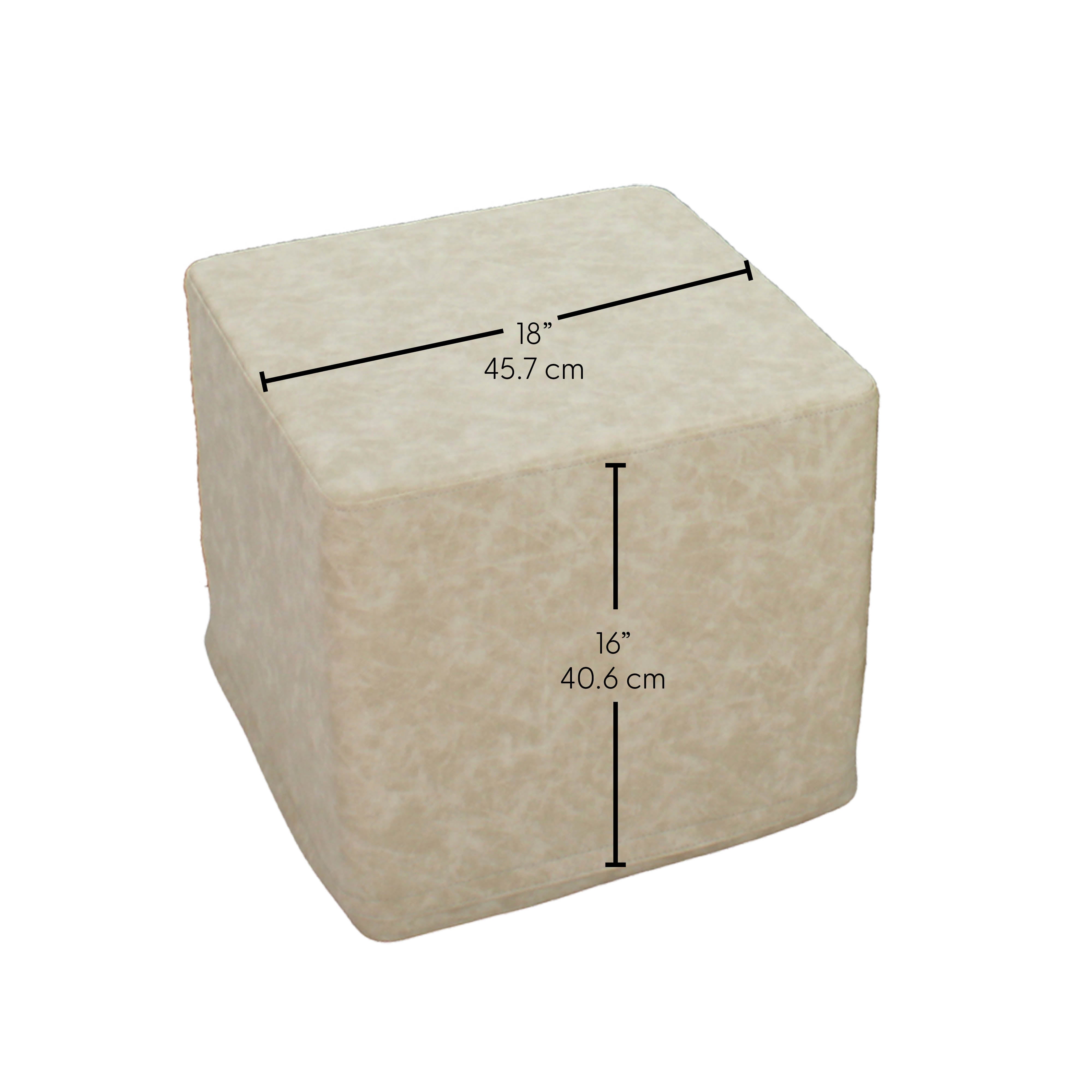 Rustic 18" Square Ottoman 16" Height, 4-Piece - Distressed Assorted