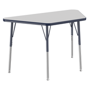 24" x 48" Trapezoid T-Molding Activity Table with Adjustable Standard Swivel Glide Legs - Gray/Navy
