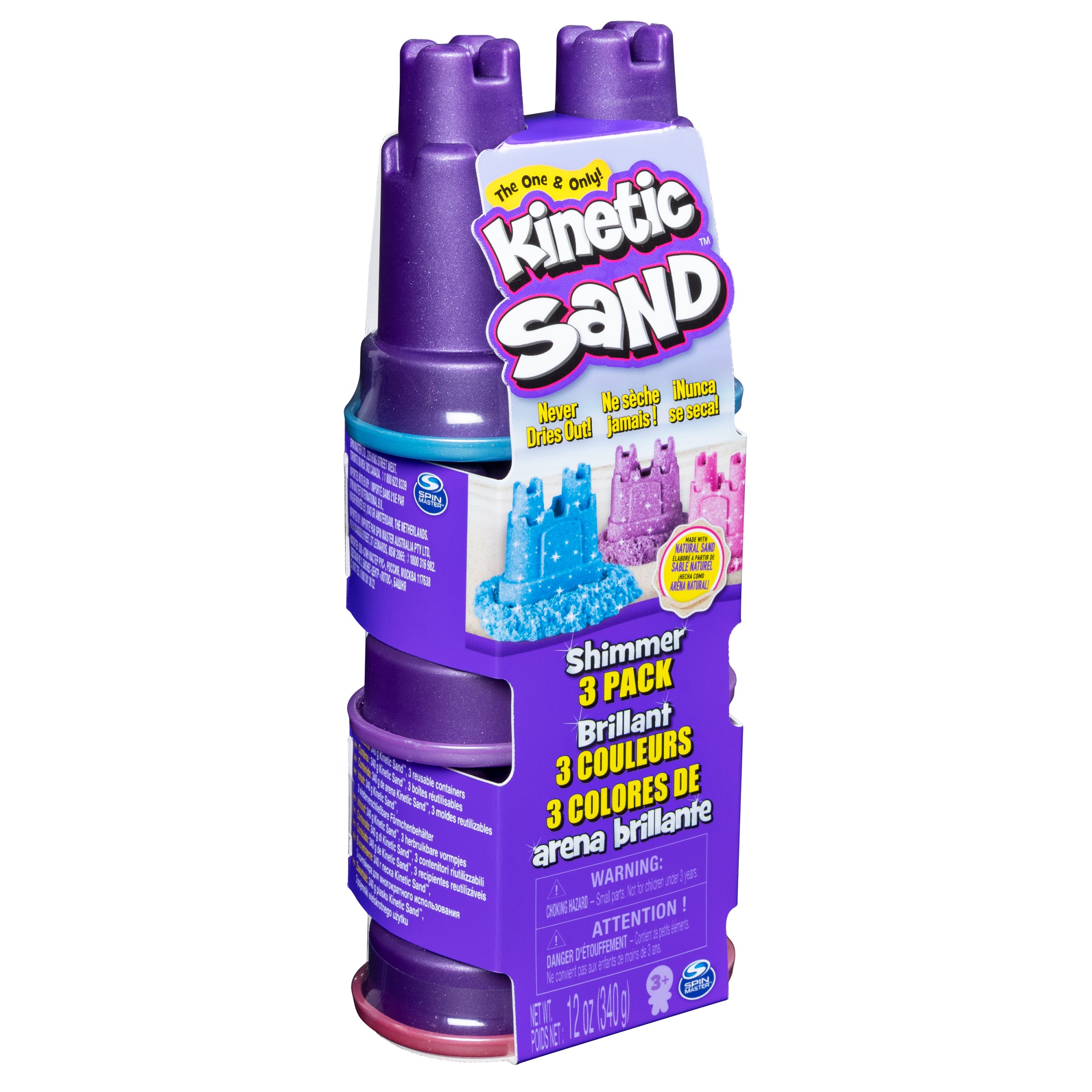 Kinetic Sand, Shimmer Sand 3 Pack with Molds and 12oz of Kinetic Sand