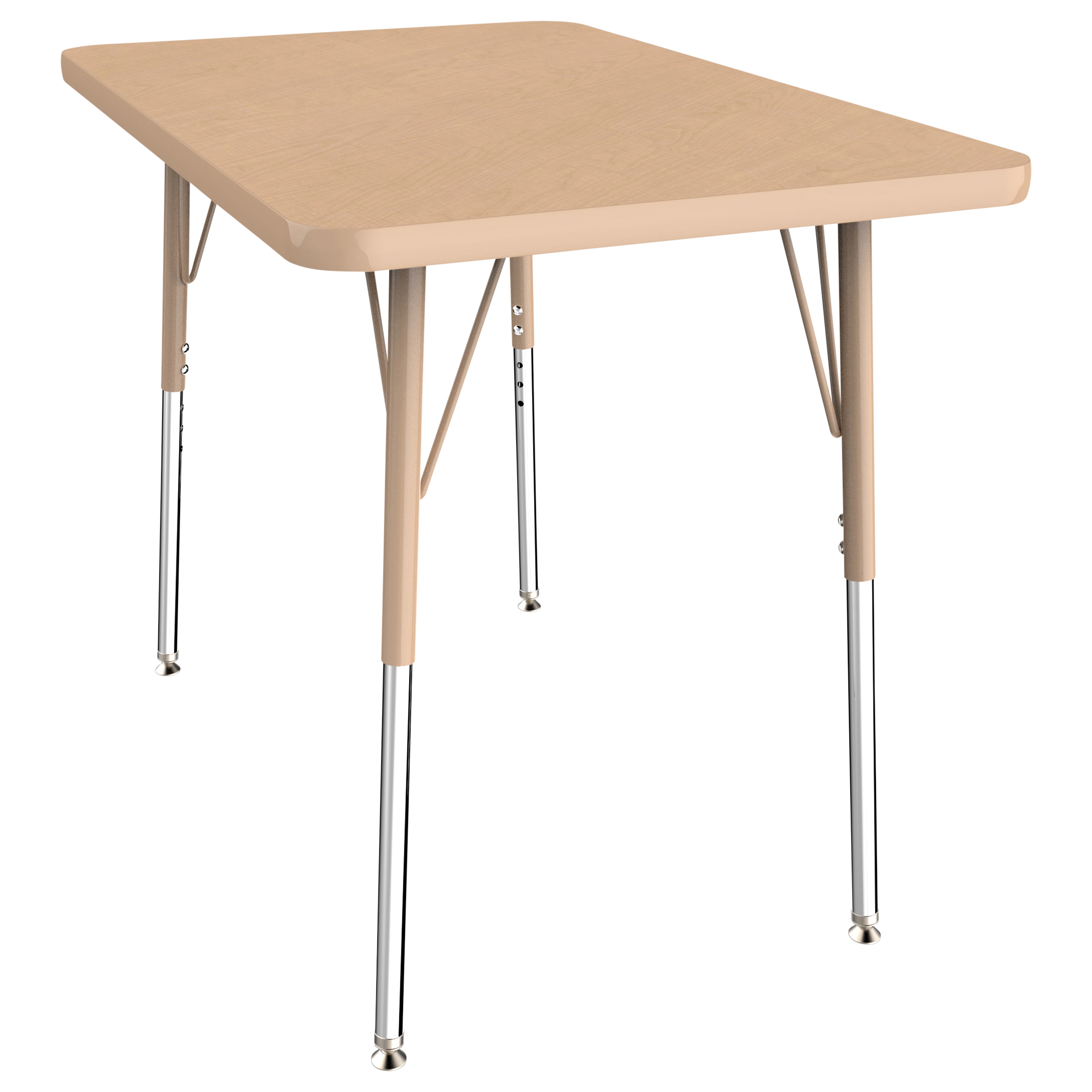24" x 36" Rectangle T-Molding Activity Table with Adjustable Standard Swivel Glide Legs - Maple/Sand