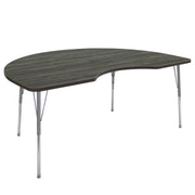 48" x 72" Kidney La Madera Activity Table with Standard Legs - Gray Wood/Silver