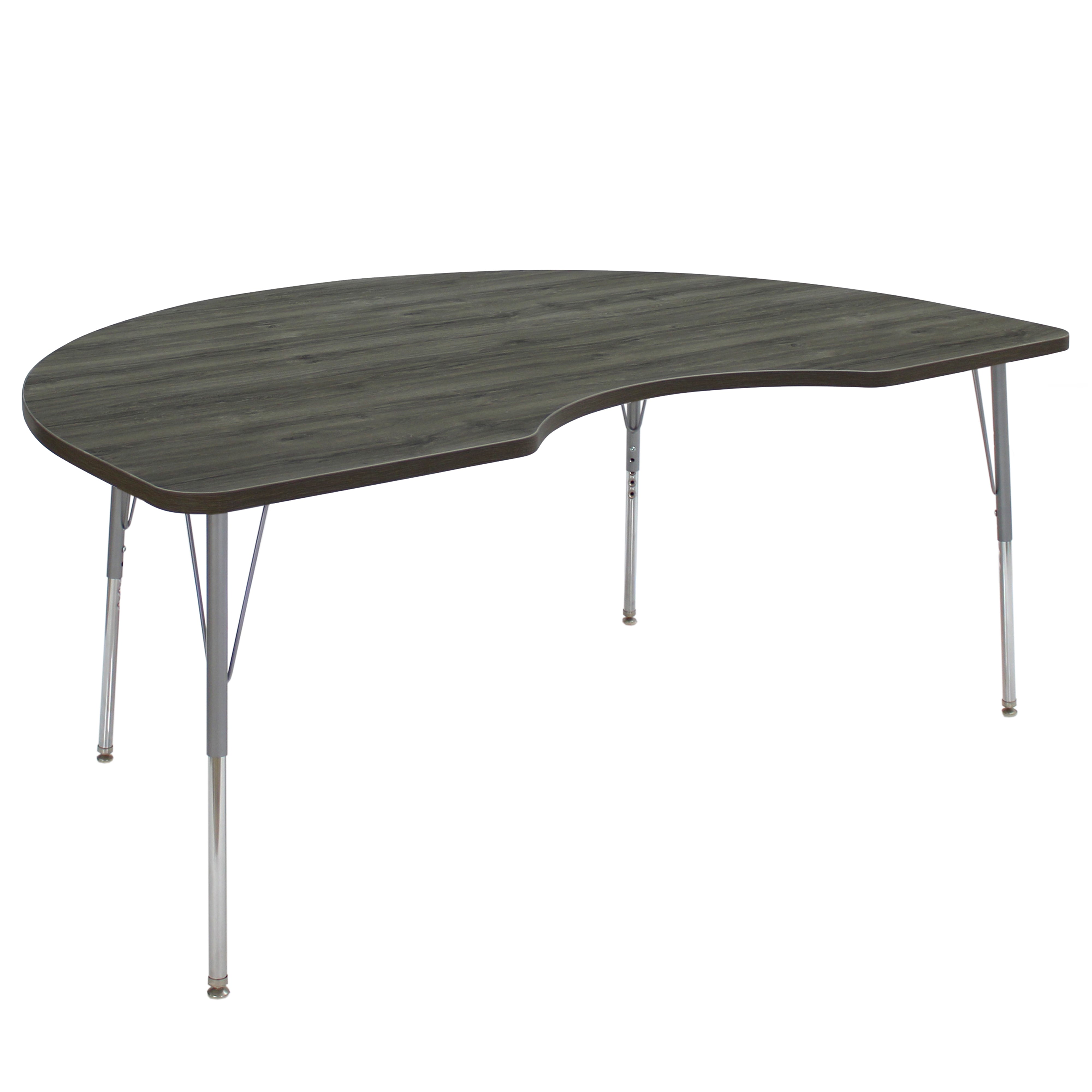 48" x 72" Kidney La Madera Activity Table with Standard Legs - Gray Wood/Silver