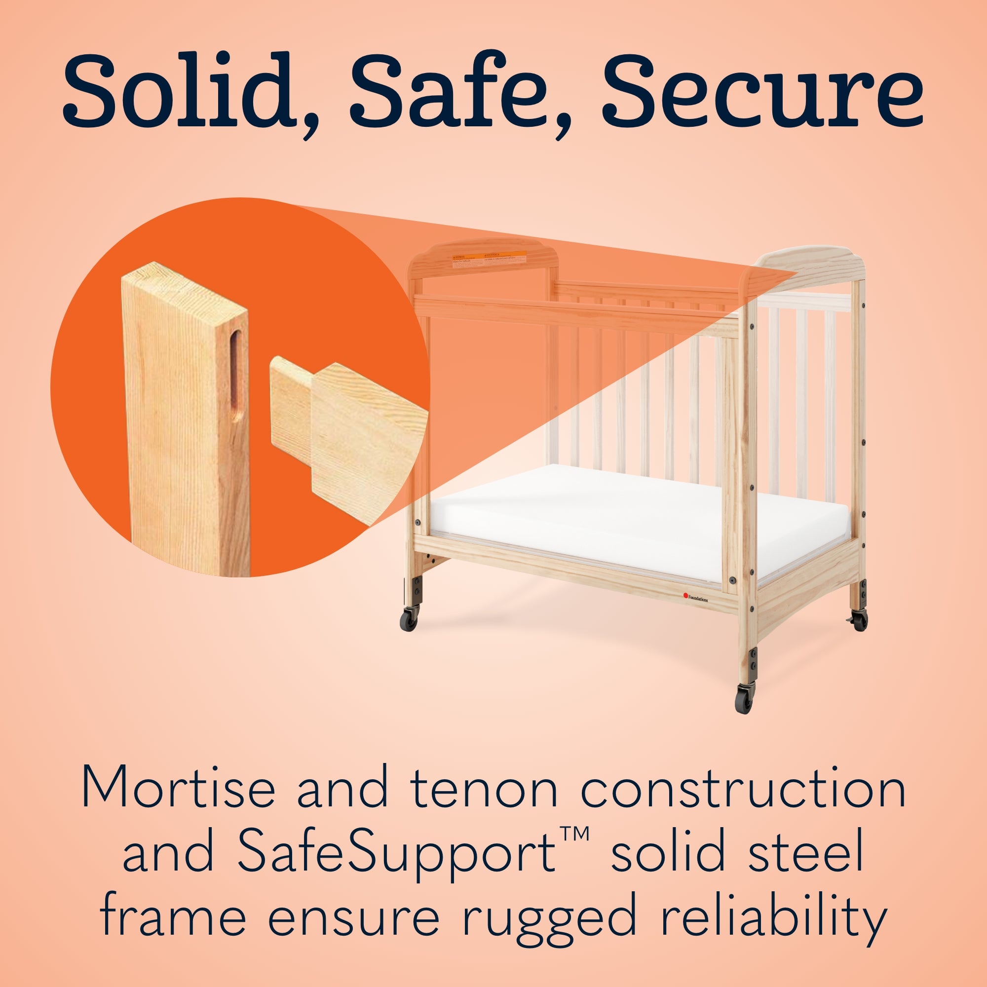 Next Gen Serenity® 3 Panel Clearview Fixed-Side Compact Crib, Natural