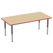 36" x 72" Rectangle T-Molding Activity Table with Adjustable Super Legs - Maple/Red/Black