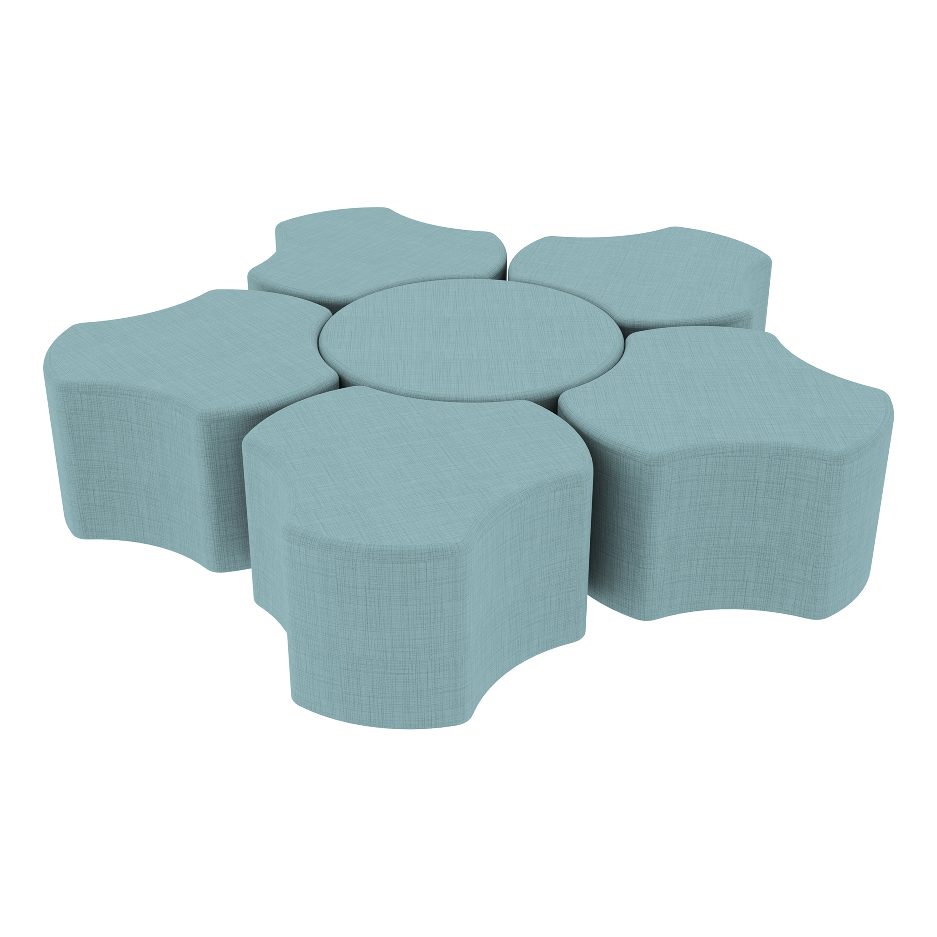 Pro Series 18" Height Cog Ottoman Set, 6-Piece - Sky Blue Crosshatch
