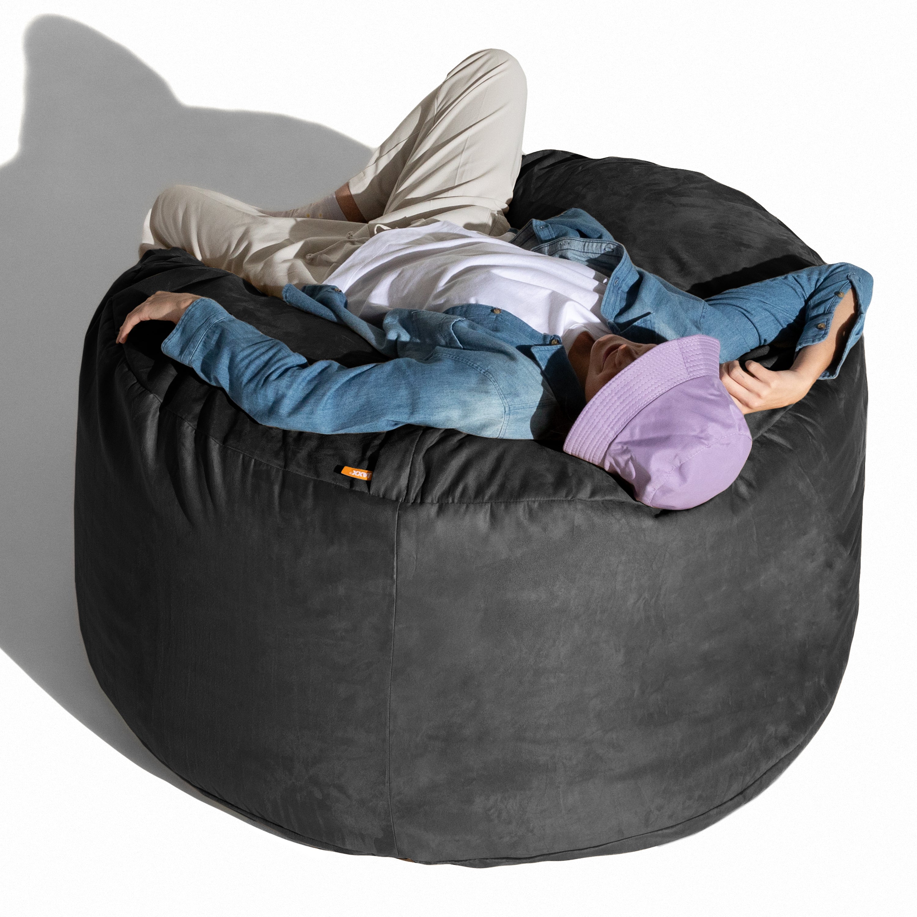 Jaxx 4 ft Round Bean Bag Chair for Adults, Black