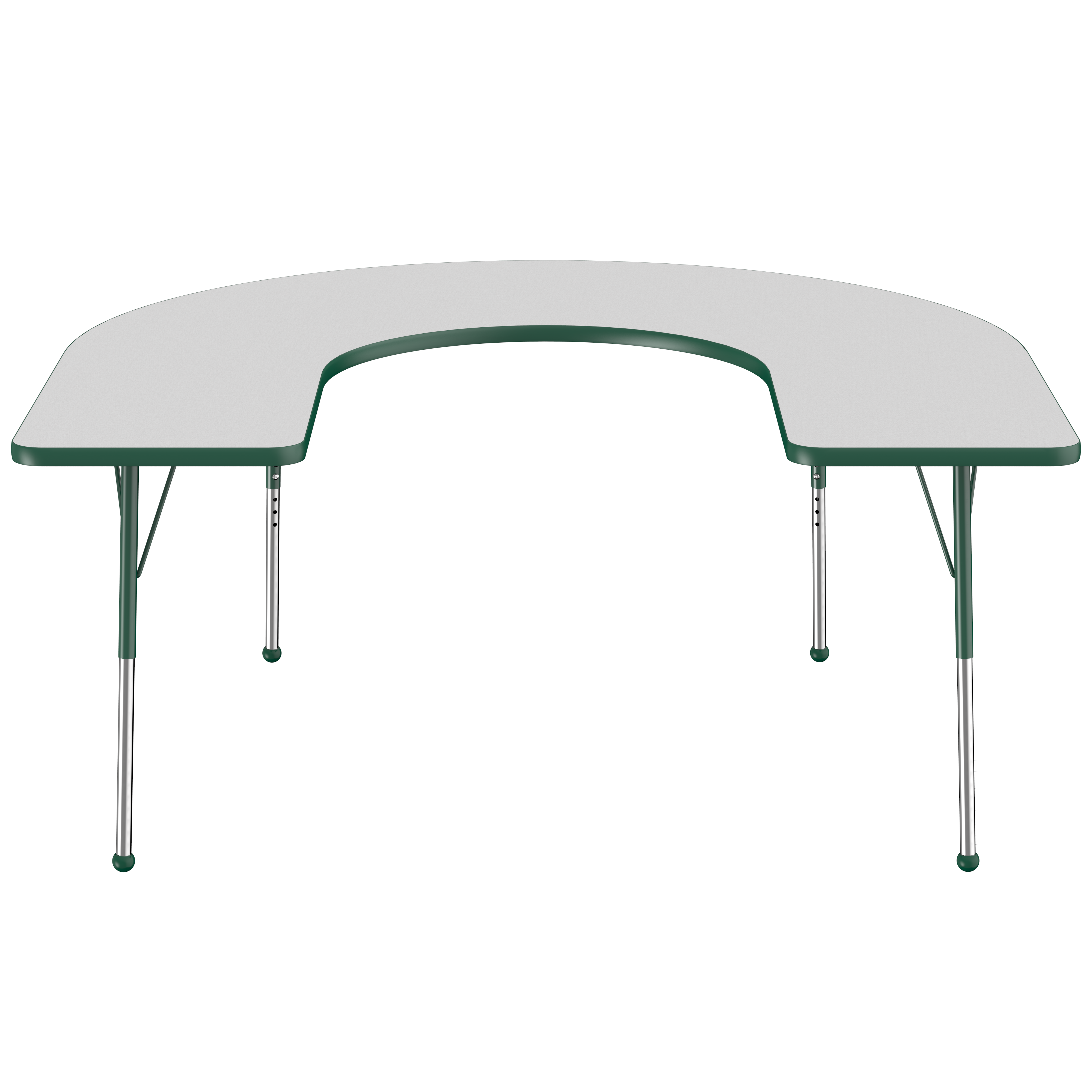 60" x 66" Horseshoe T-Molding Activity Table with Adjustable Standard Ball Glide Legs - Gray/Green