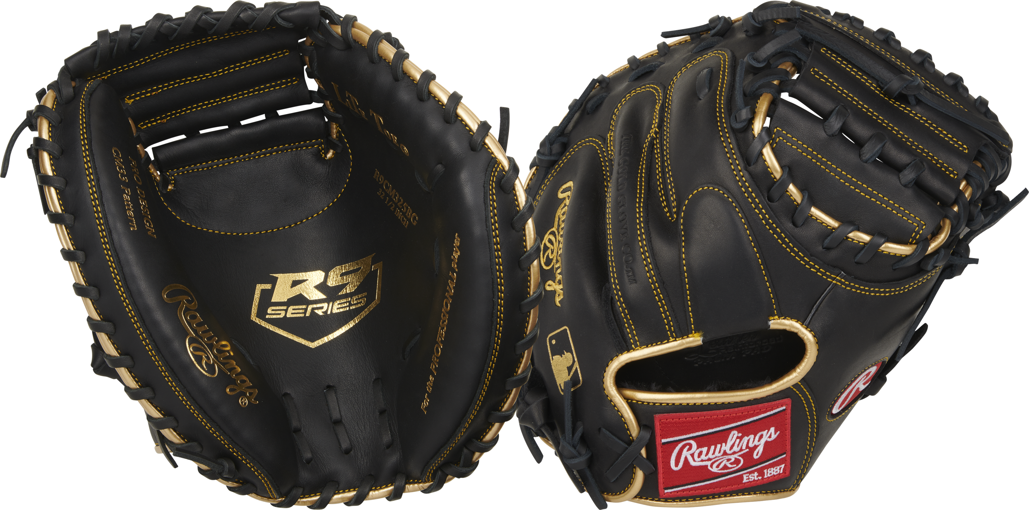 Rawlings R9 Baseball Series Catchers Mitt 32.5-Inch Baseball Glove - Right Hand Thrower - Black