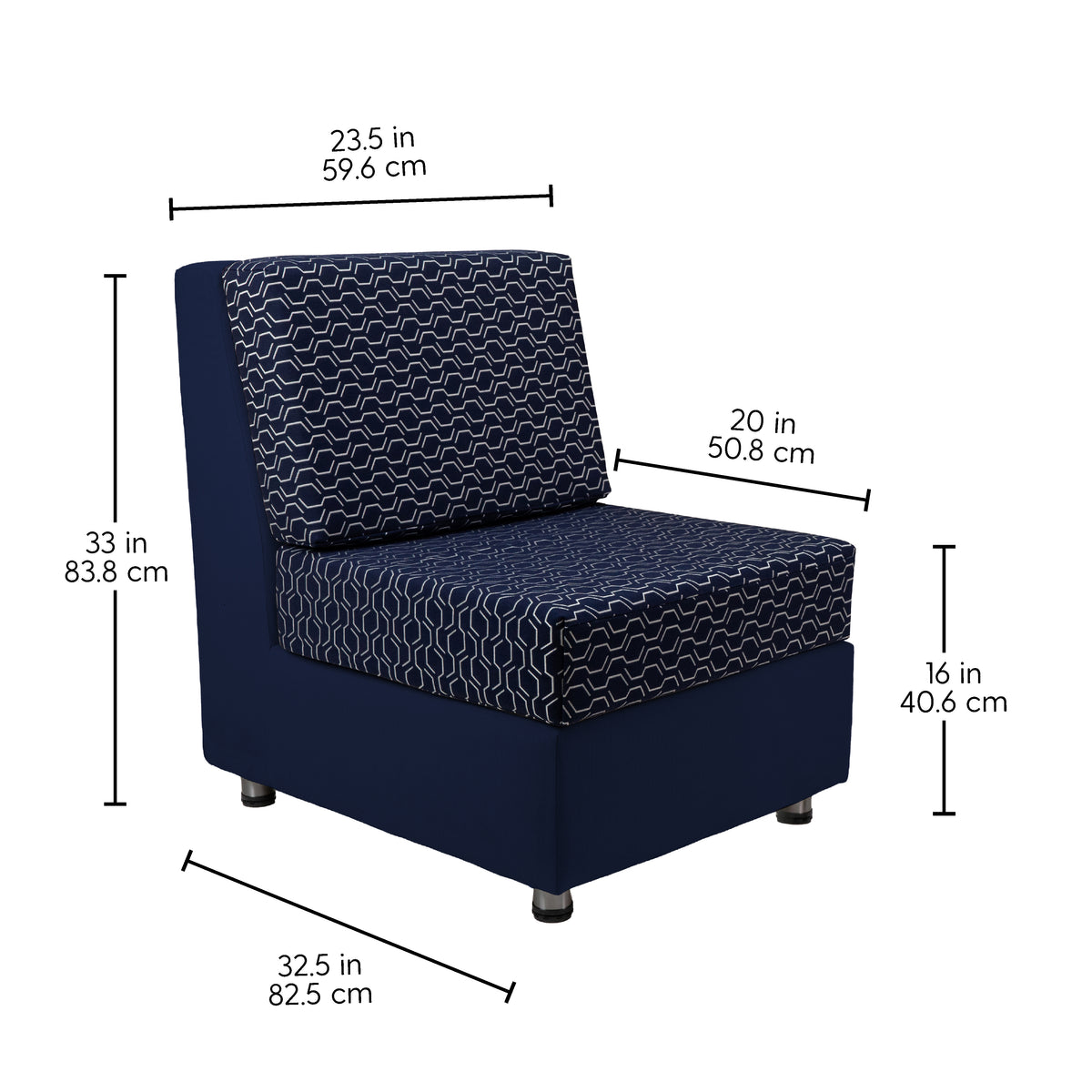 Outdoor Armless Chair with Sunbrella - Adaptation Indigo/Canvas Navy