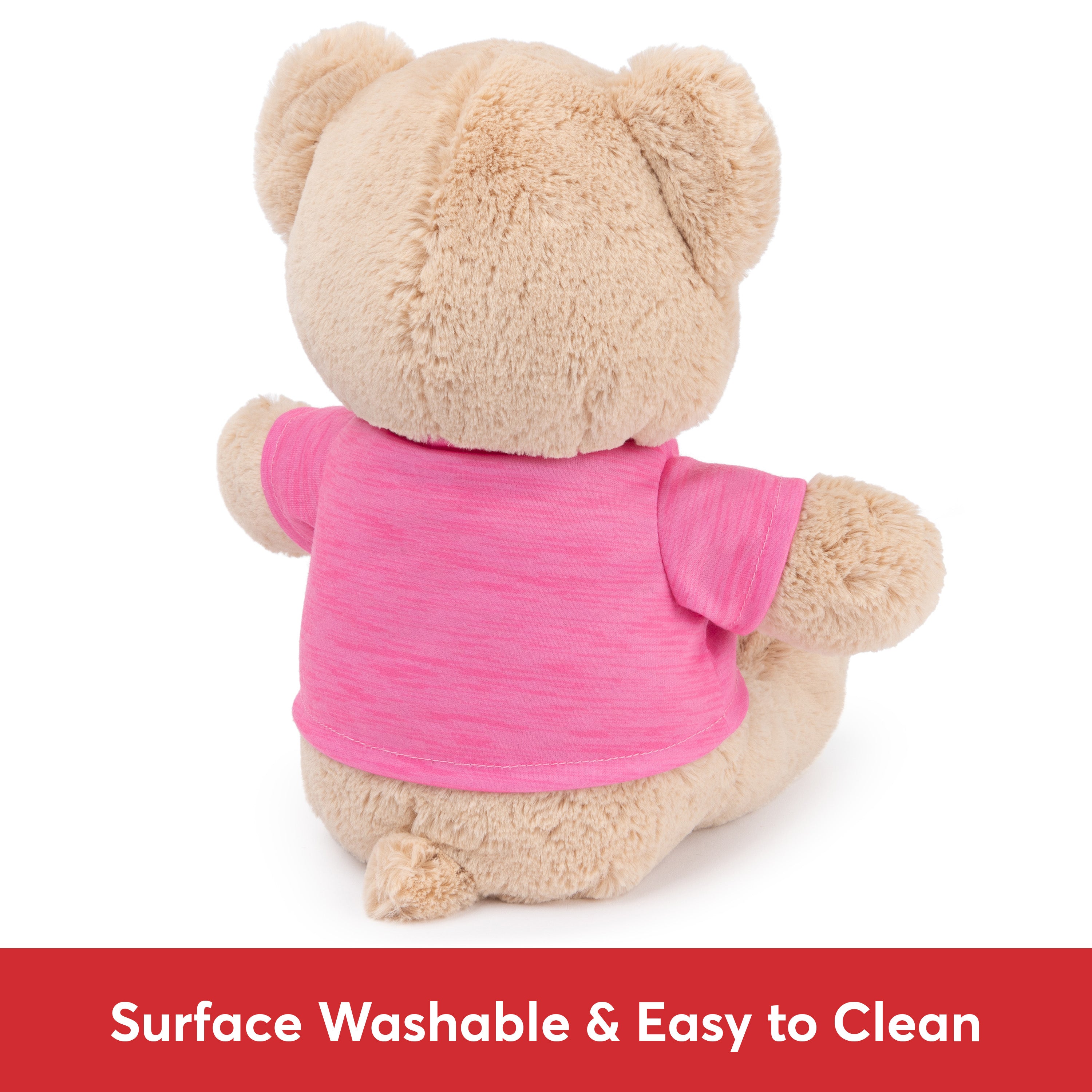 GUND “I Love You” Sustainable Message Bear with Pink T-Shirt, Teddy Bear Made from 100% Recycled Materials for Ages 1 and Up, Tan, 12”