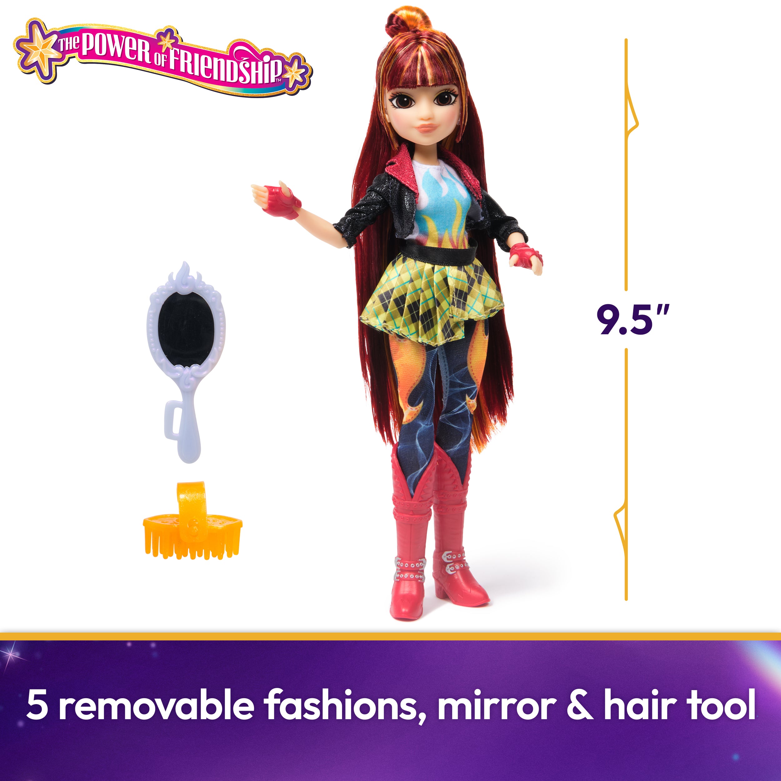 Unicorn Academy, Power of Friendship Valentina with Hand Mirror & 5 Fashion Accessories, 9.5”, Dolls & Unicorn Toys for Girls Ages 4 and up