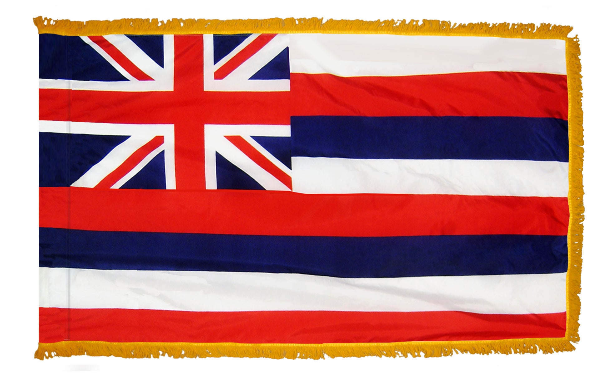 Hawaii State Flag 3x5 ft. Nylon with Pole Sleeve and Gold Fringe for Parades, and Indoor Display