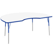 48" x 72" Kidney Dry-Erase Activity Table with Adjustable Standard Swivel Glide Legs - Whiteboard/Blue