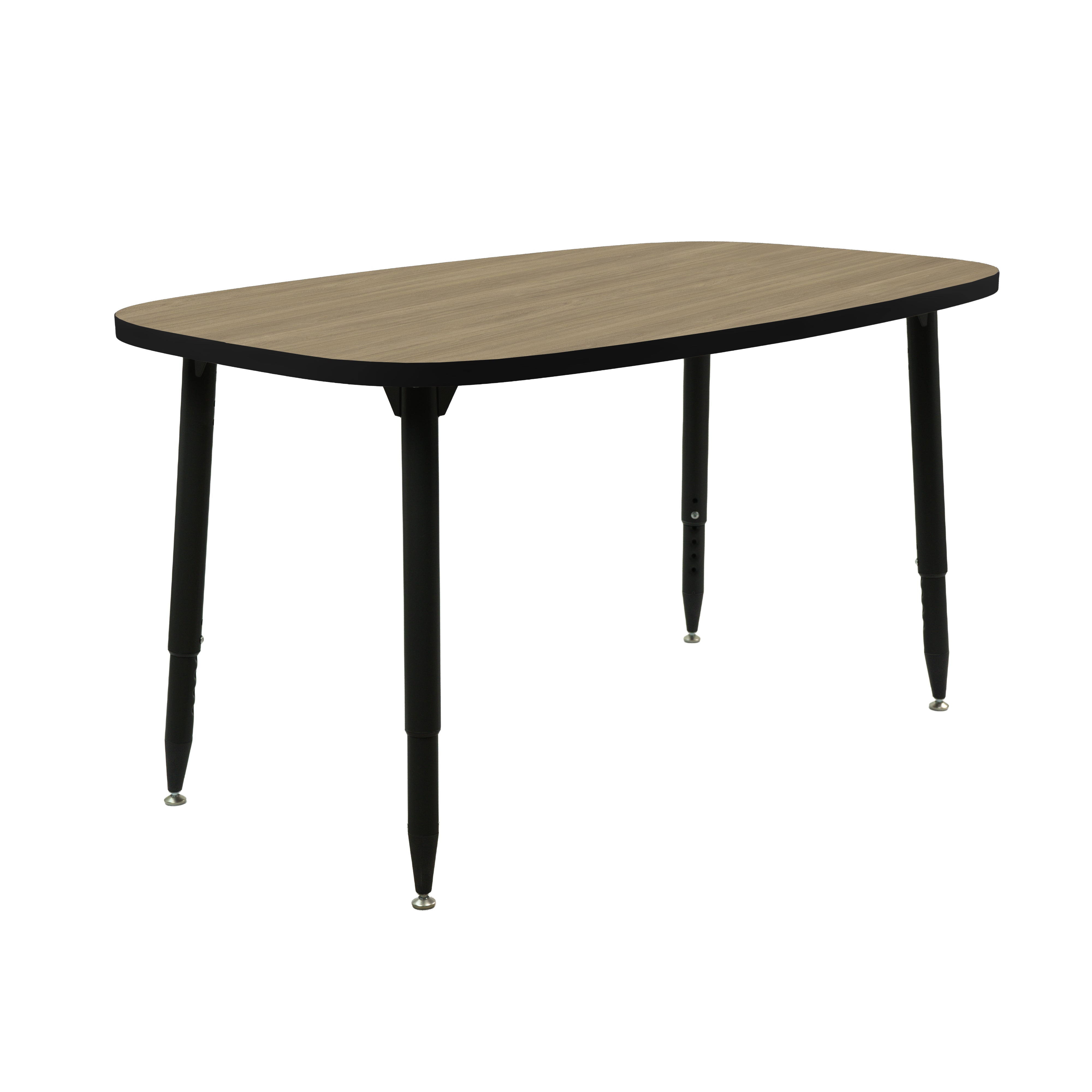 Adapte 31" x 50" Rounded Rectangle Thermofused Activity Table with Adjustable Tapered Legs - Pasadena Oak/Black