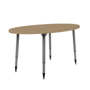 Adapte 30" x 60" Oval Woodgrain Activity Table with Adjustable Tapered Legs - Pasadena Oak/Silver