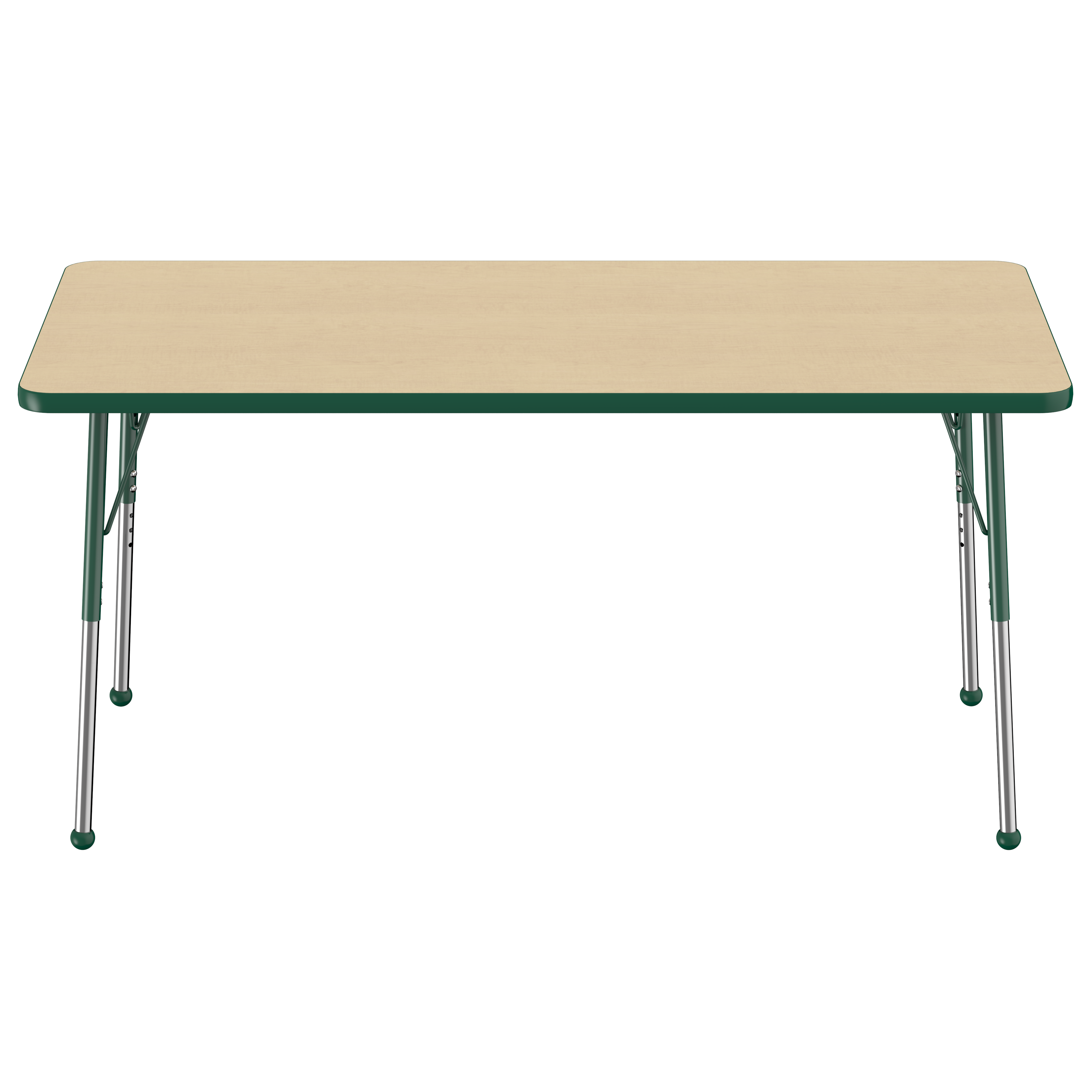 30" x 60" Rectangle T-Molding Activity Table with Adjustable Standard Ball Glide Legs - Maple/Green