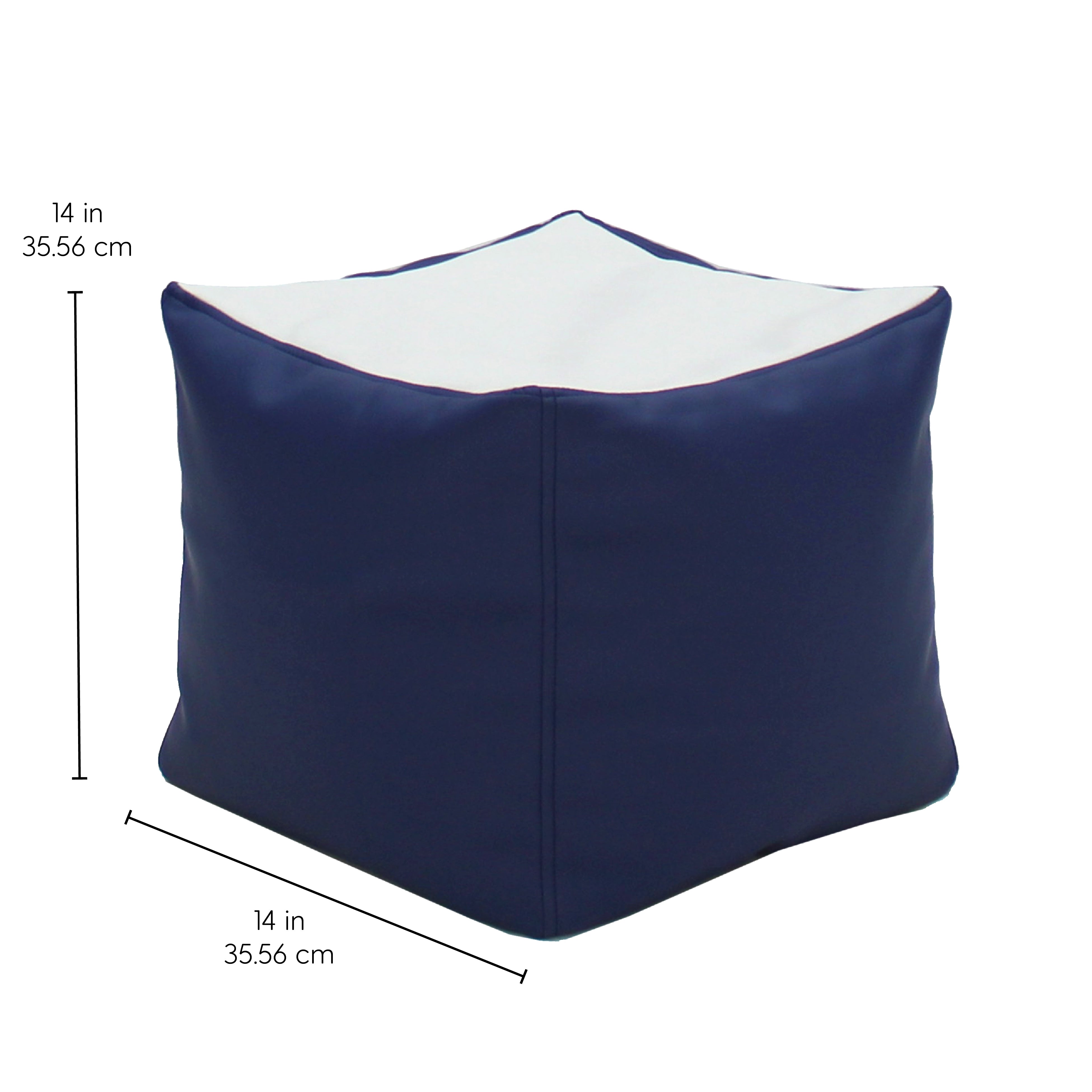 SoftScape Square Bean Bag Pouf 14in Height, 2-Piece - Navy/Powder Blue